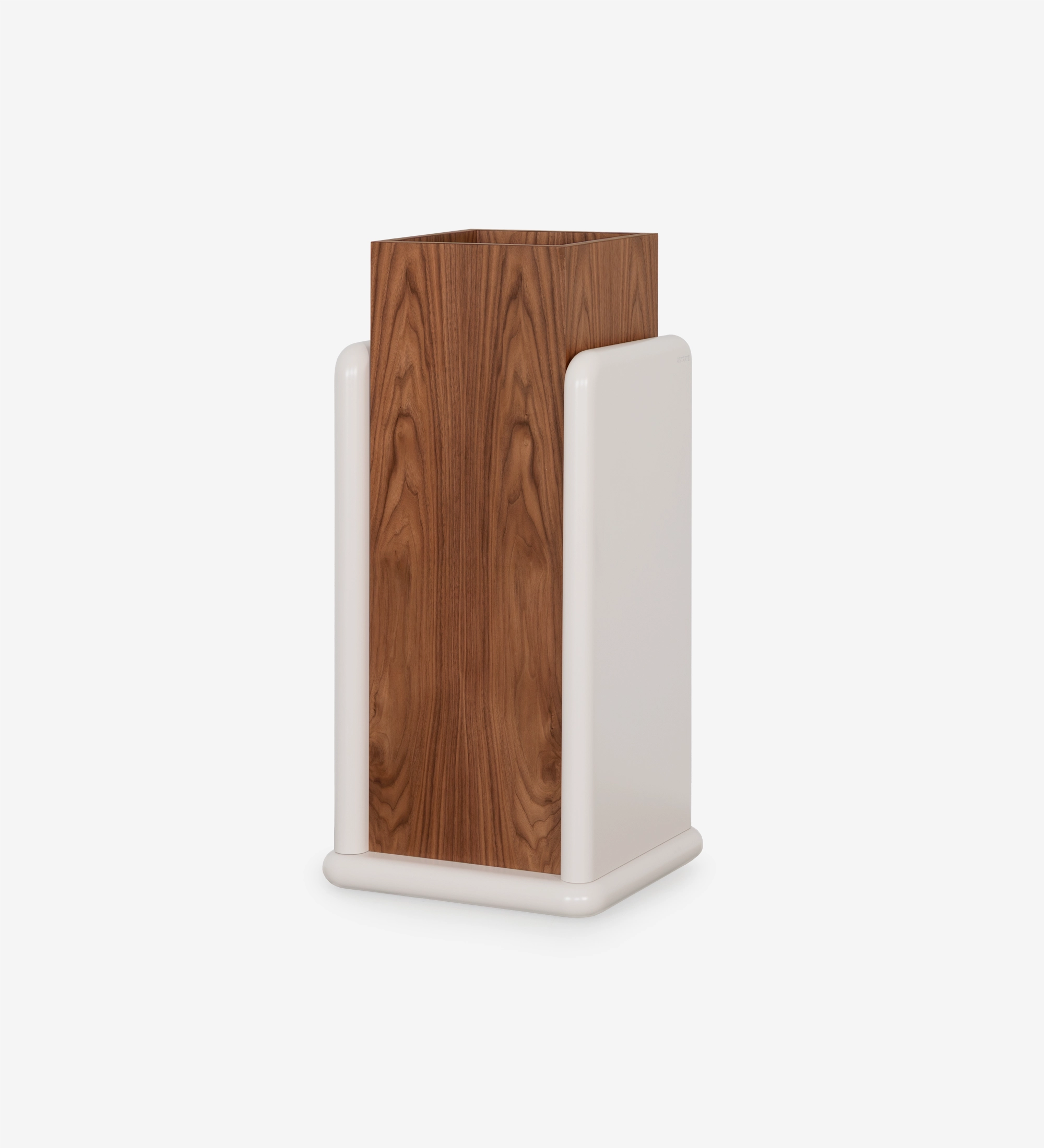 Flower box in pearl lacquer and natural walnut