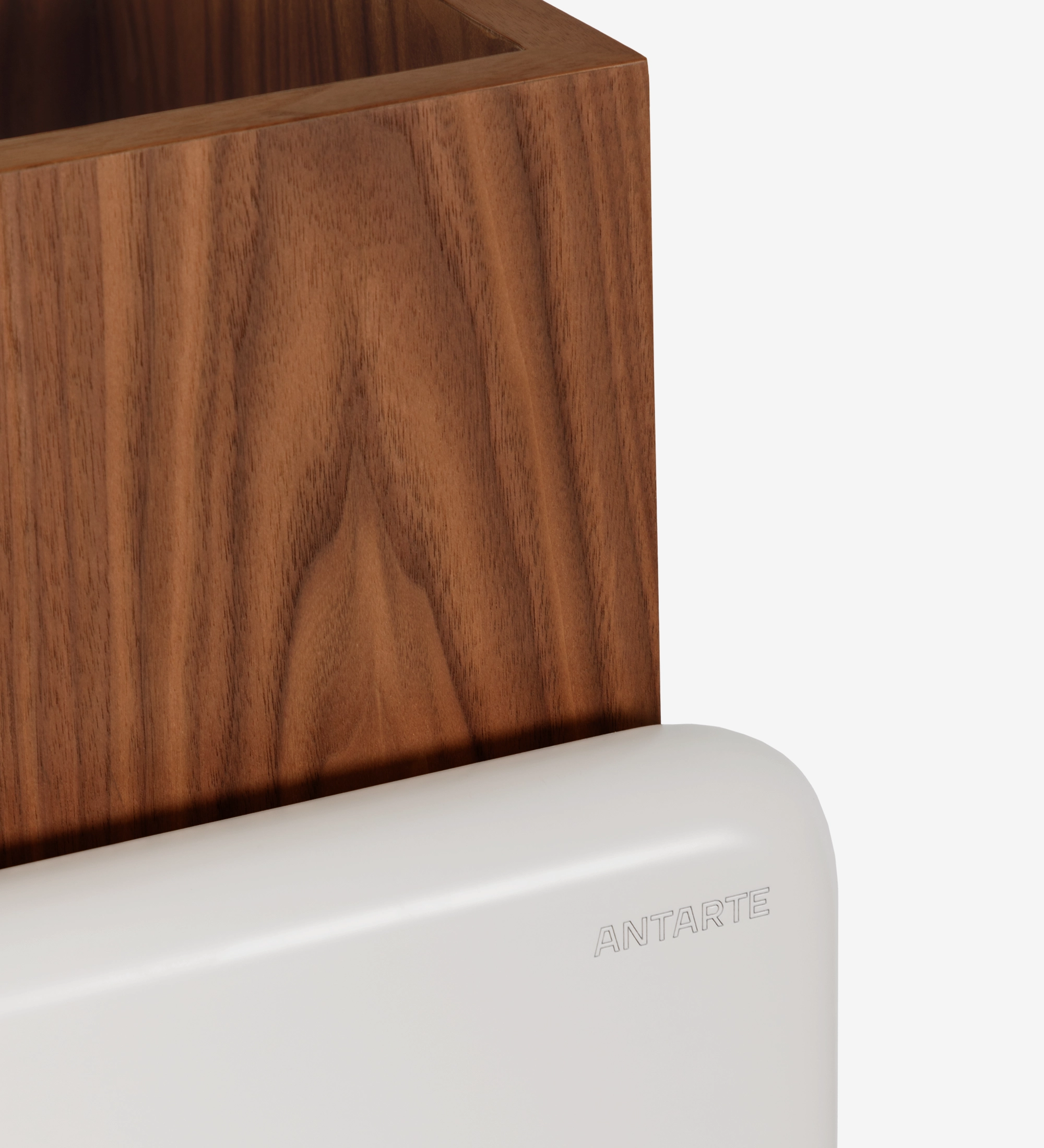Flower box in pearl lacquer and natural walnut