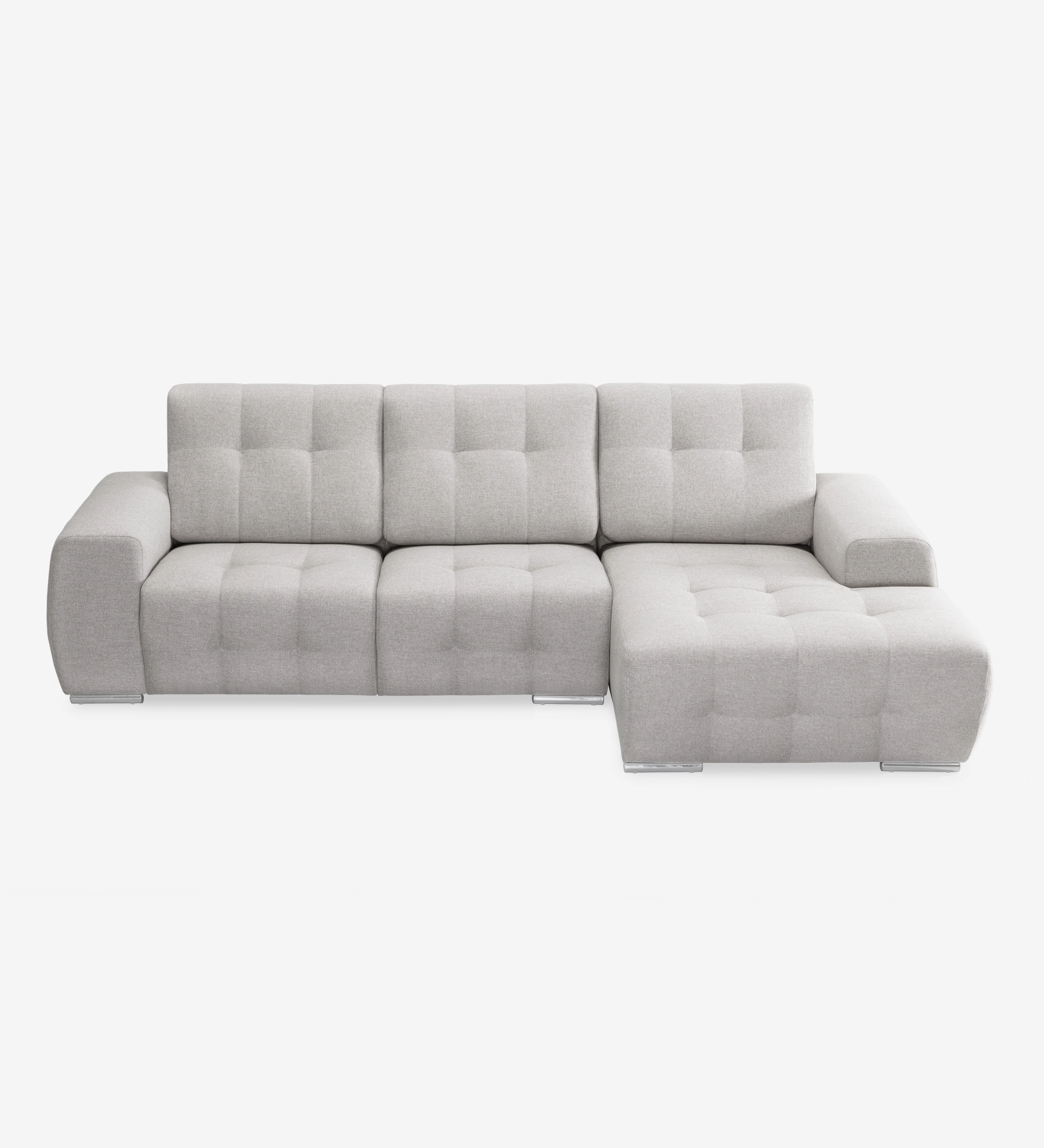 Madrid 2-seater sofa and right chaise longue, upholstered in grey fabric, 287 cm.