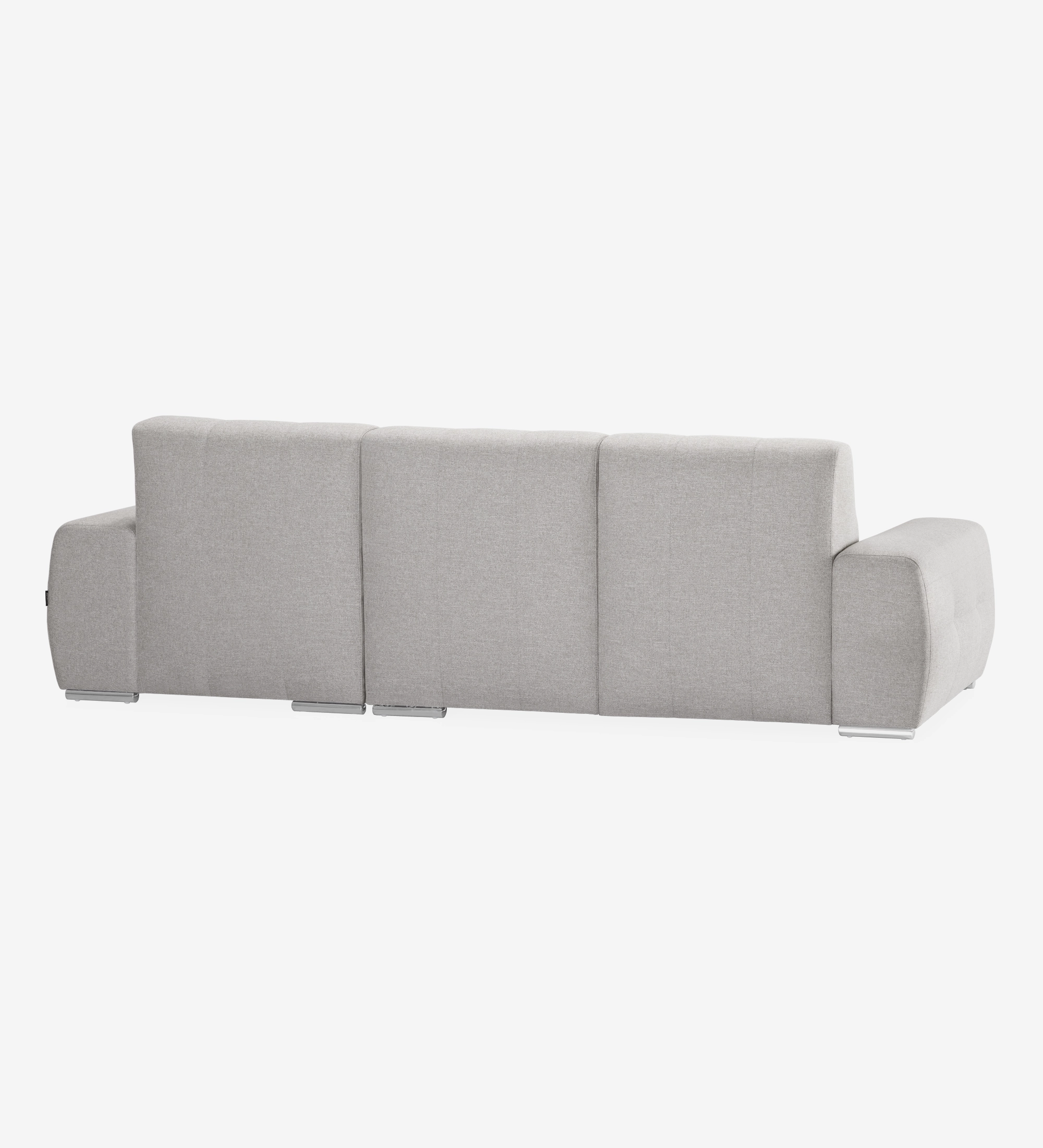 Madrid 2-seater sofa and right chaise longue, upholstered in grey fabric, 287 cm.