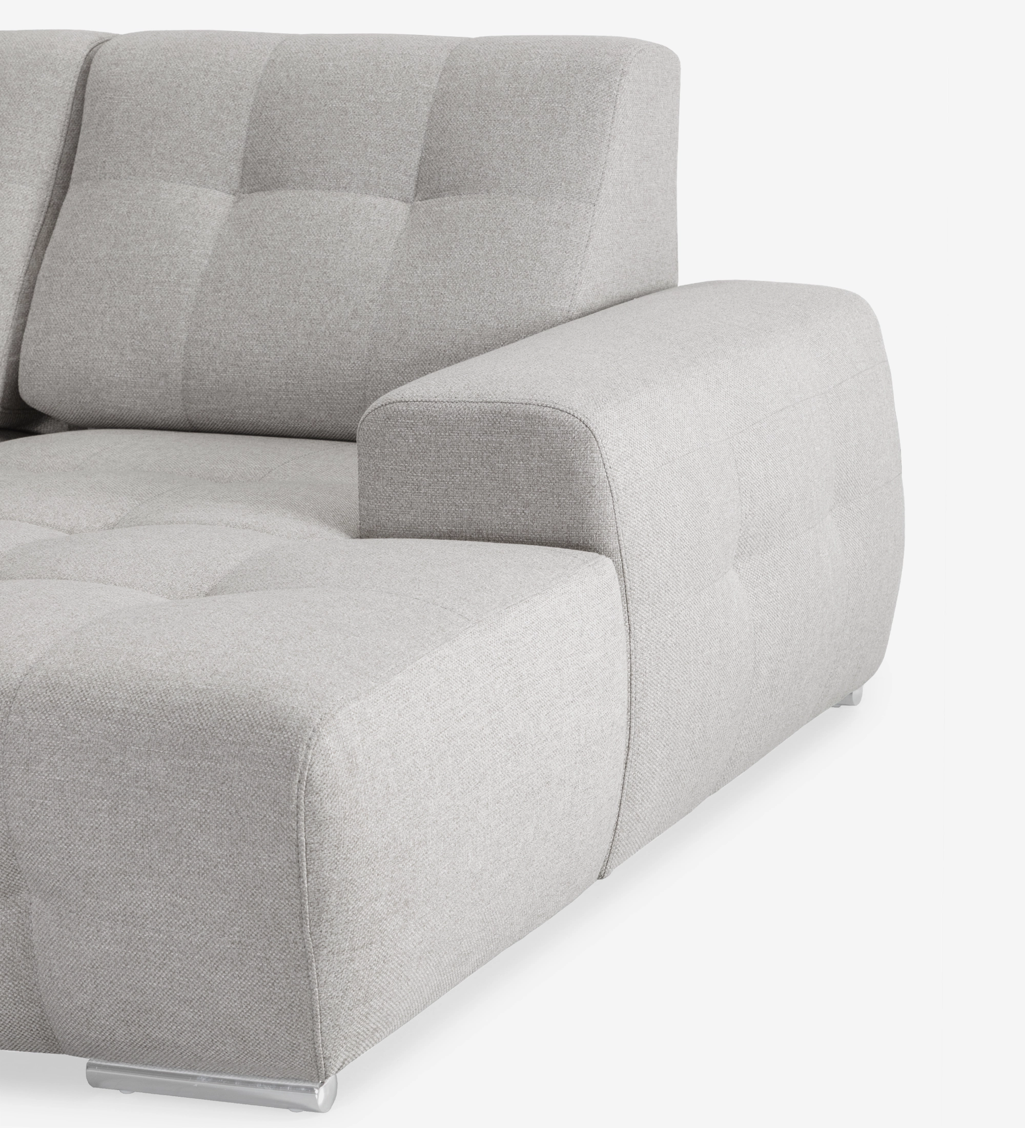 Madrid 2-seater sofa and right chaise longue, upholstered in grey fabric, 287 cm.