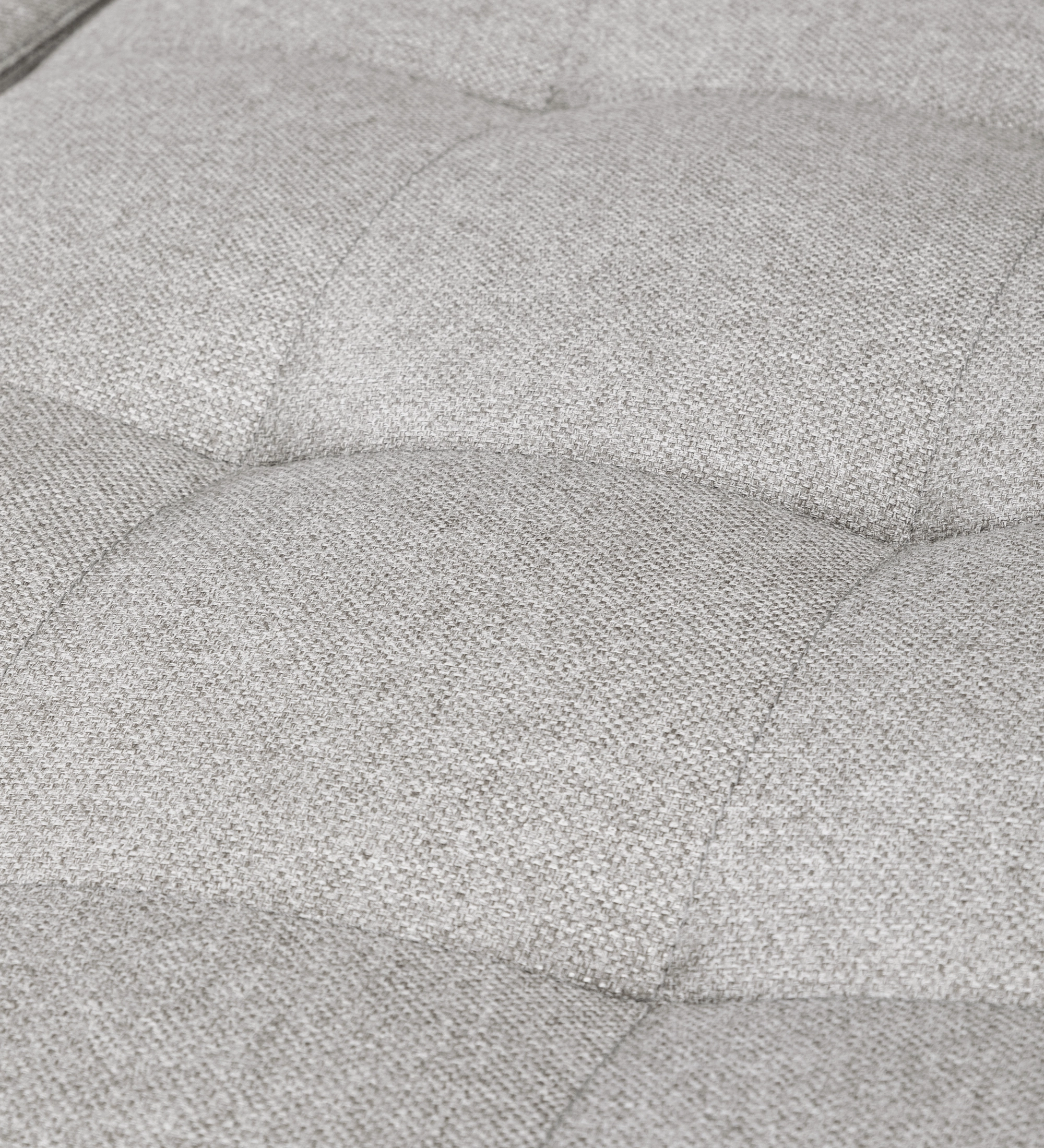 Madrid 2-seater sofa and right chaise longue, upholstered in grey fabric, 287 cm.