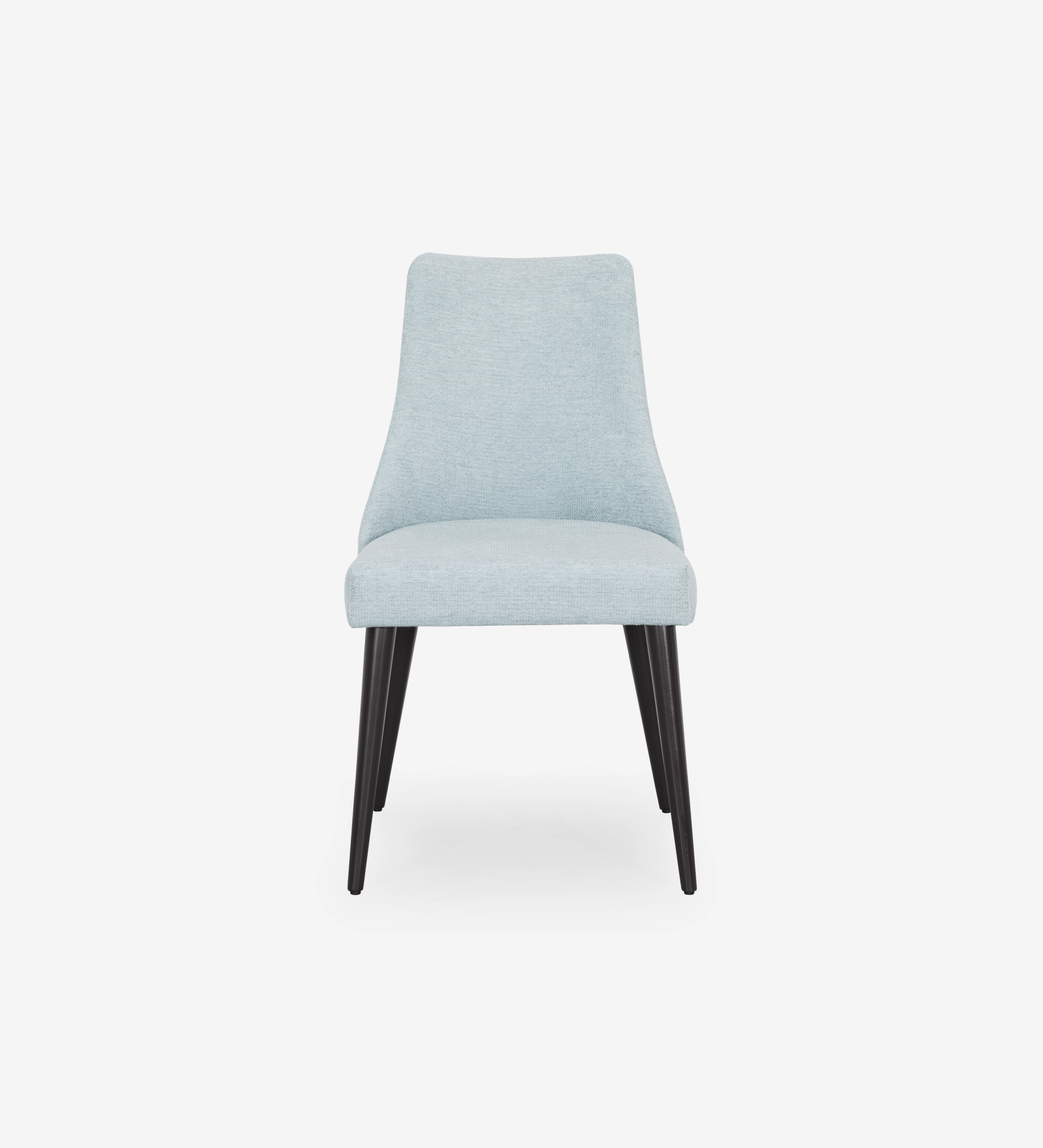 Cadeira Oslo estofada a tecido azul, pés lacados a negro.
