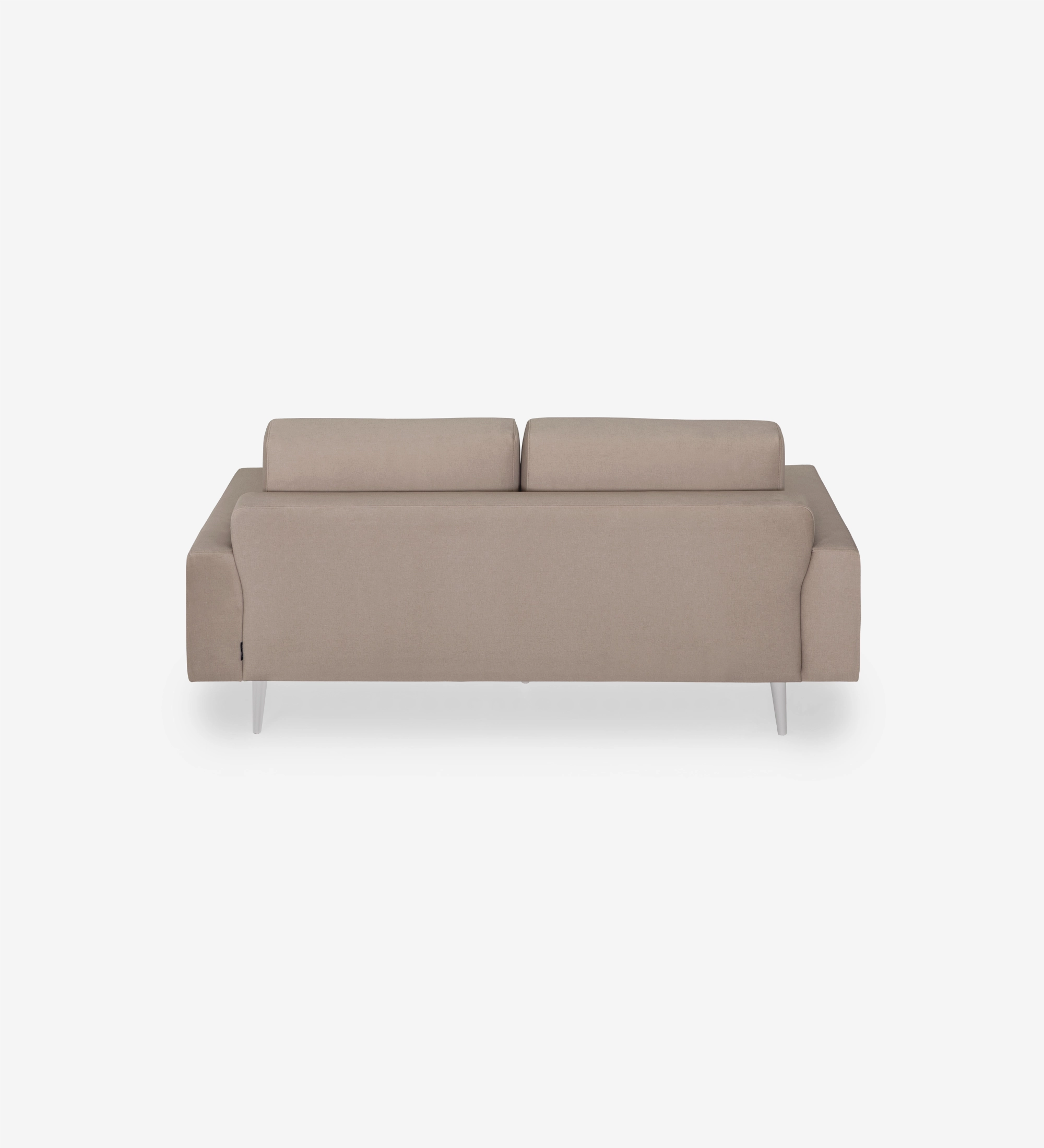 Sofá Oslo 2 plazas tapizado en tela taupe, pies lacados perla, 188 cm.