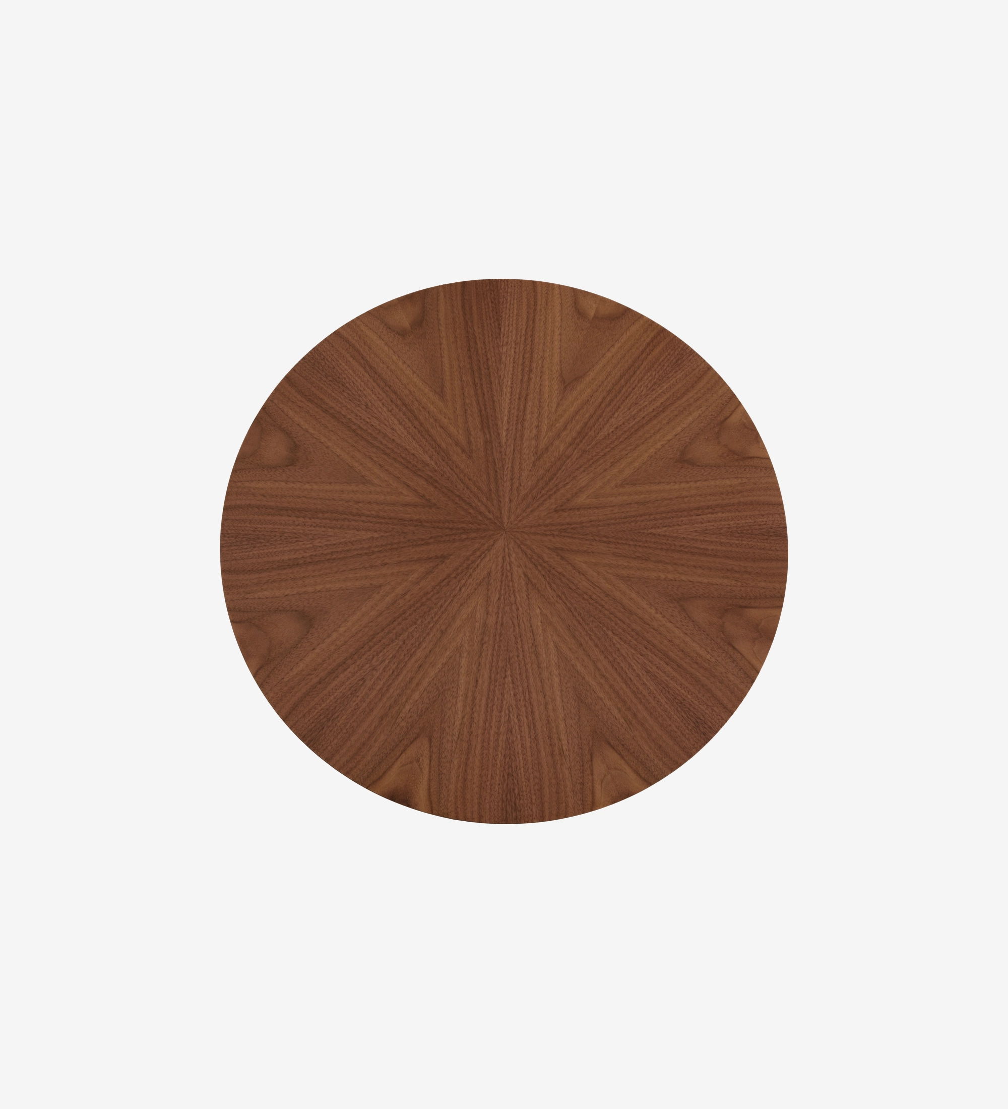 Tokyo round side table, natural walnut top, black lacquered metal foot, Ø 48,5 cm.