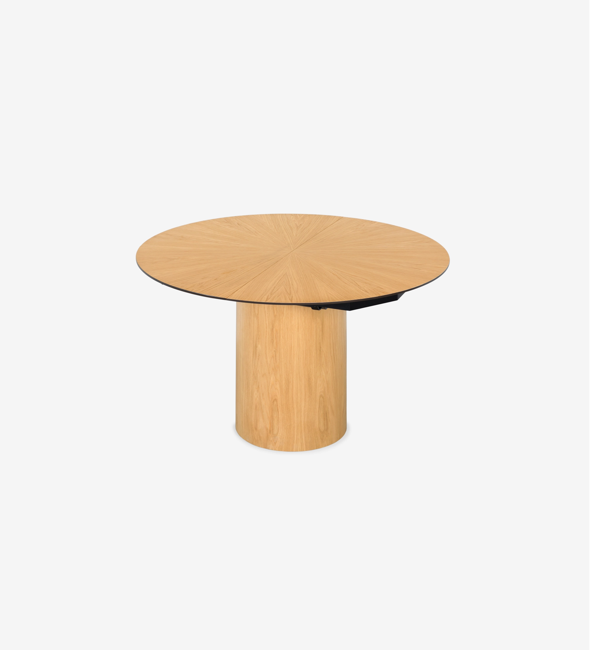 Mesa de Jantar Extensível Geneve redonda em madeira clara com base cilíndrica