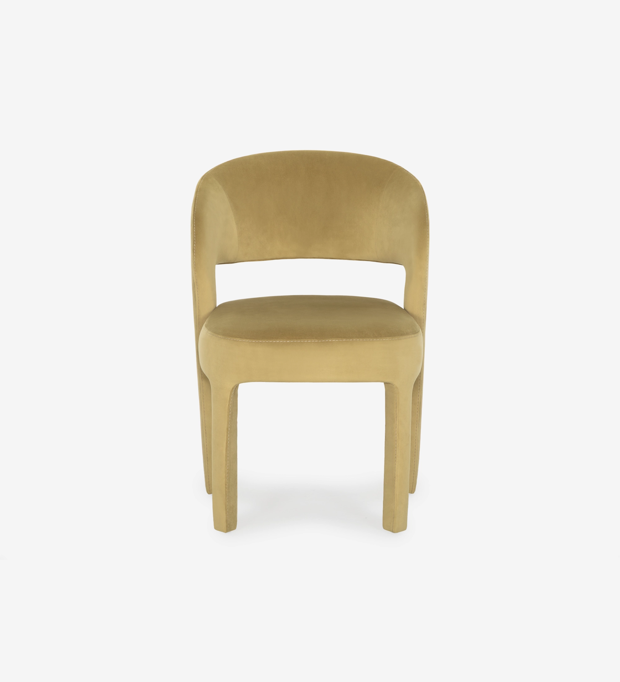 Mónaco Chair mustard velvet upholstery with curved open back and padded seat
