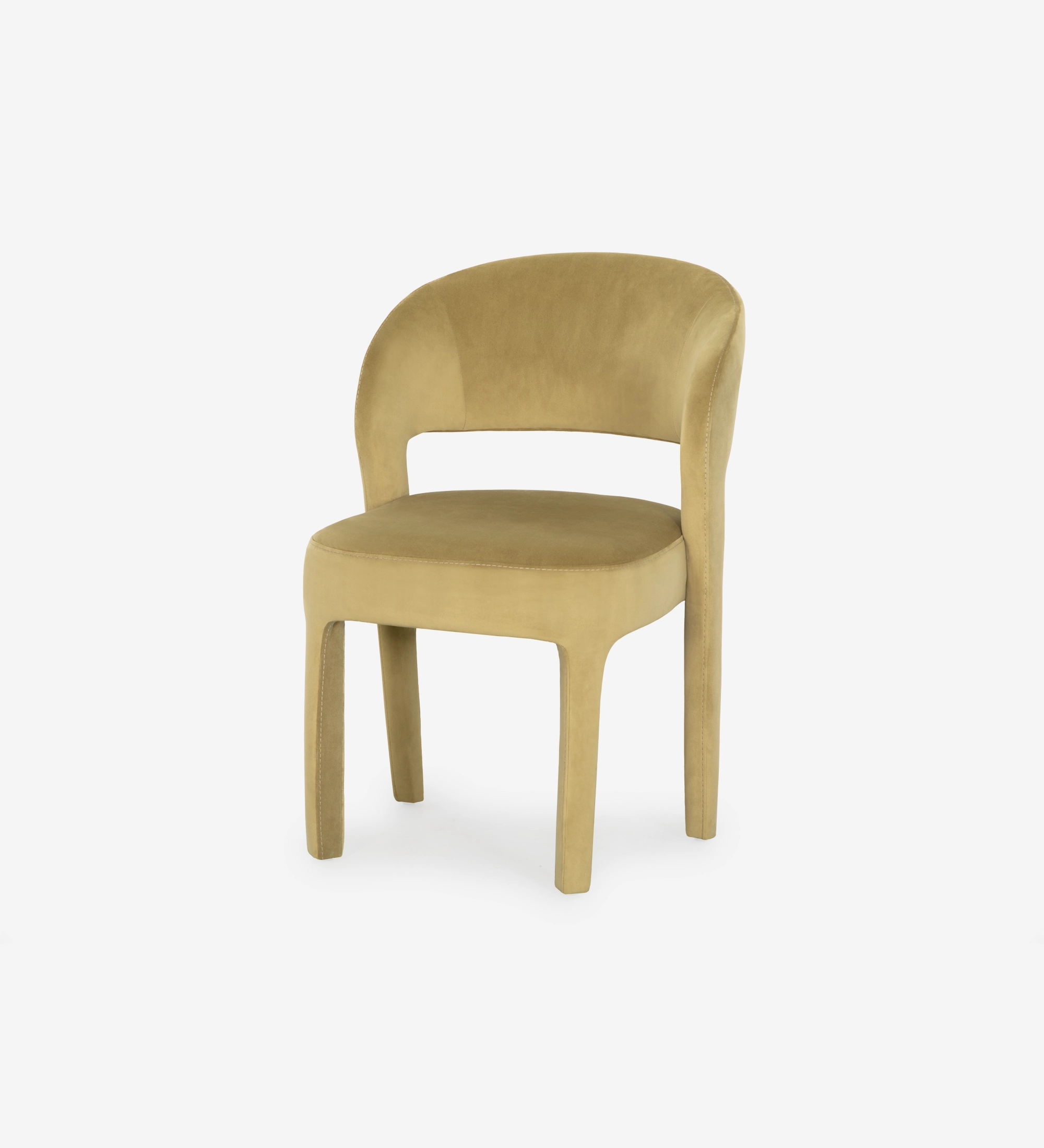 Mónaco Chair olive velvet dining chair with curved open back