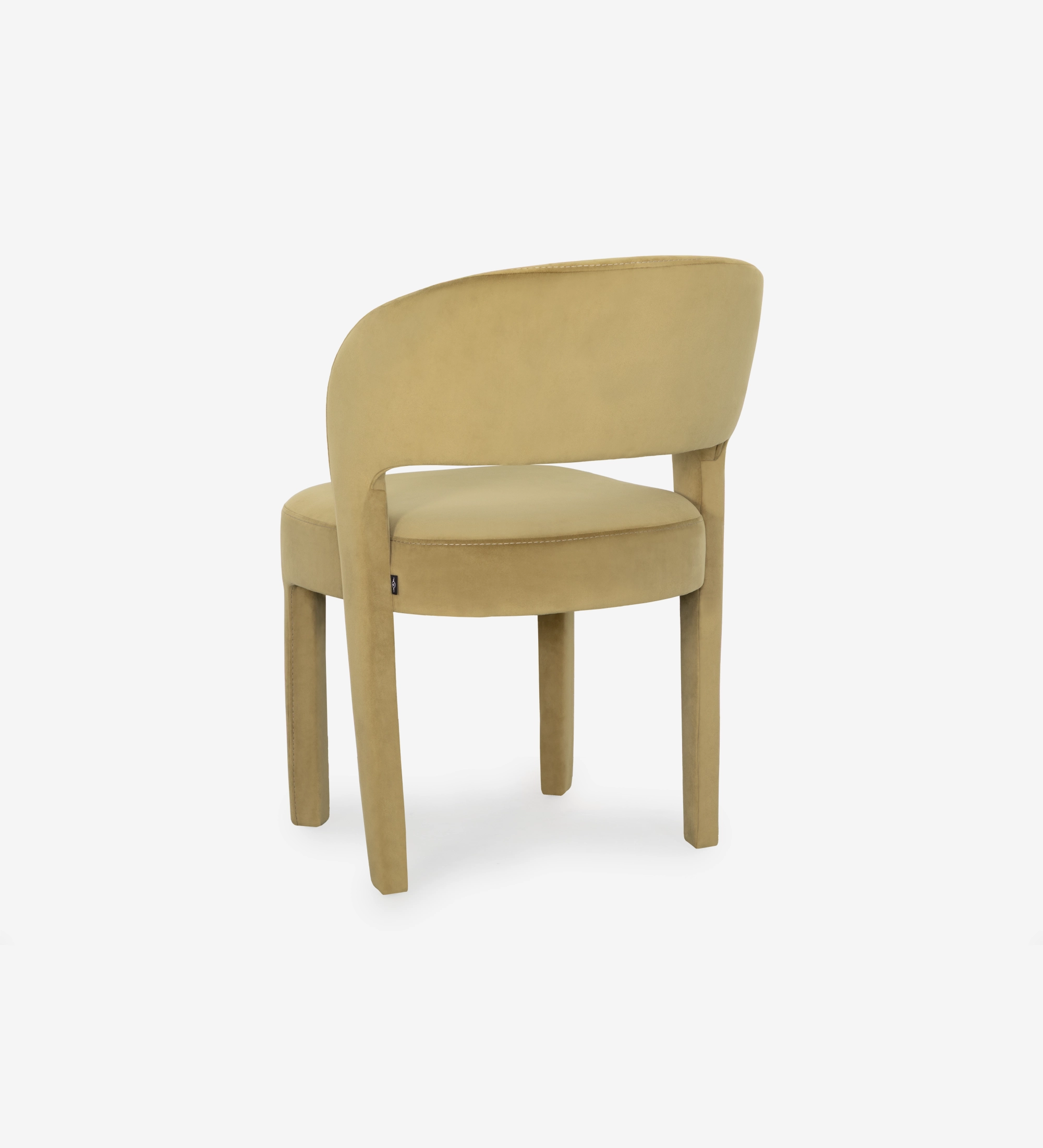 Mónaco Chair beige velvet with curved open back and round padded seat