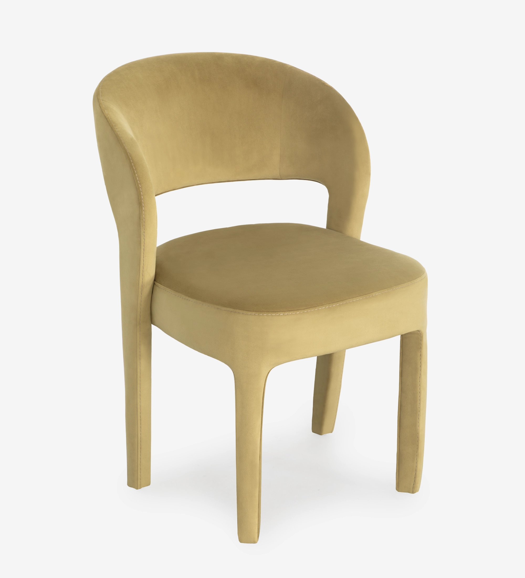 Mónaco Chair mustard velvet upholstered dining chair with curved open back