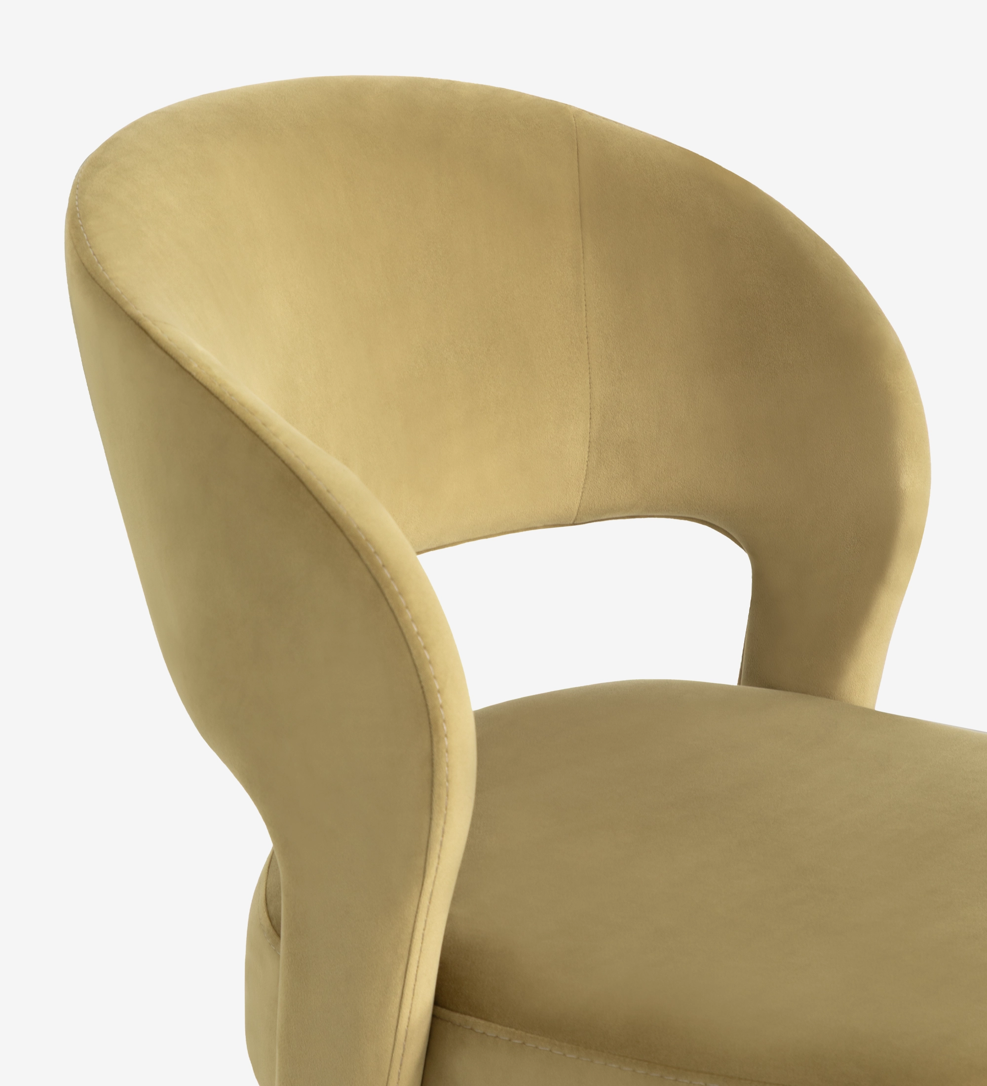 Mónaco Chair mustard velvet upholstery with curved open-back and padded seat