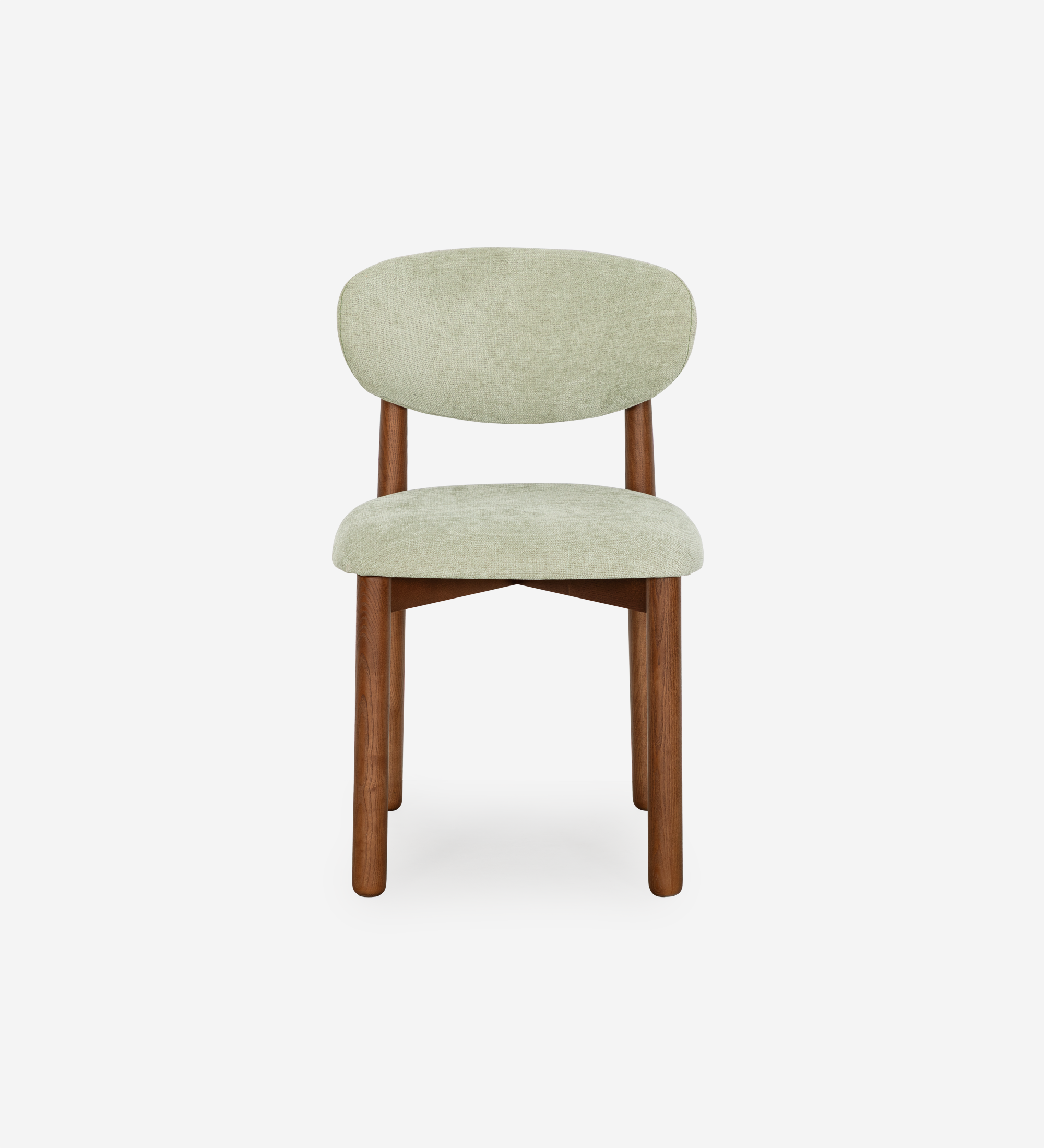 Chaise Nice en tissu vert pâle avec pieds en bois