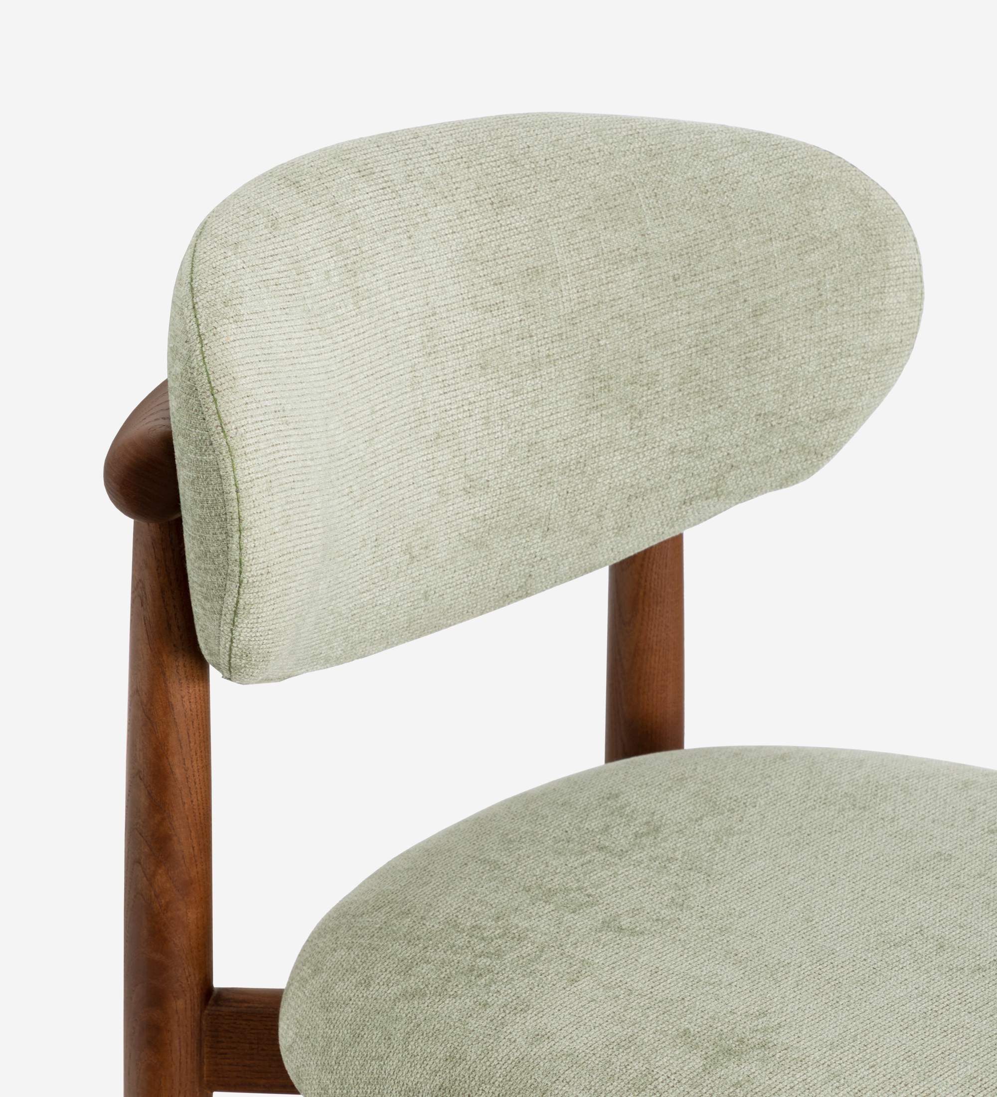 Chaise Nice avec assise et dossier vert pâle en tissu et structure en bois