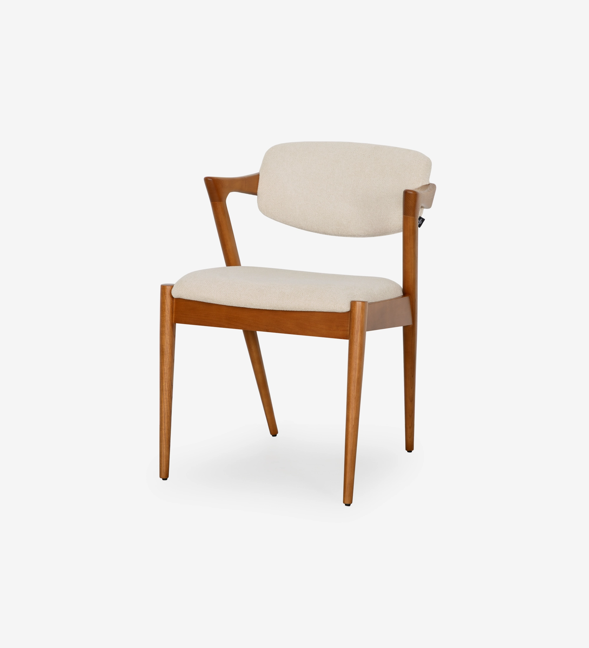 Chaise Elba en bois avec assise et dossier rembourrés beige