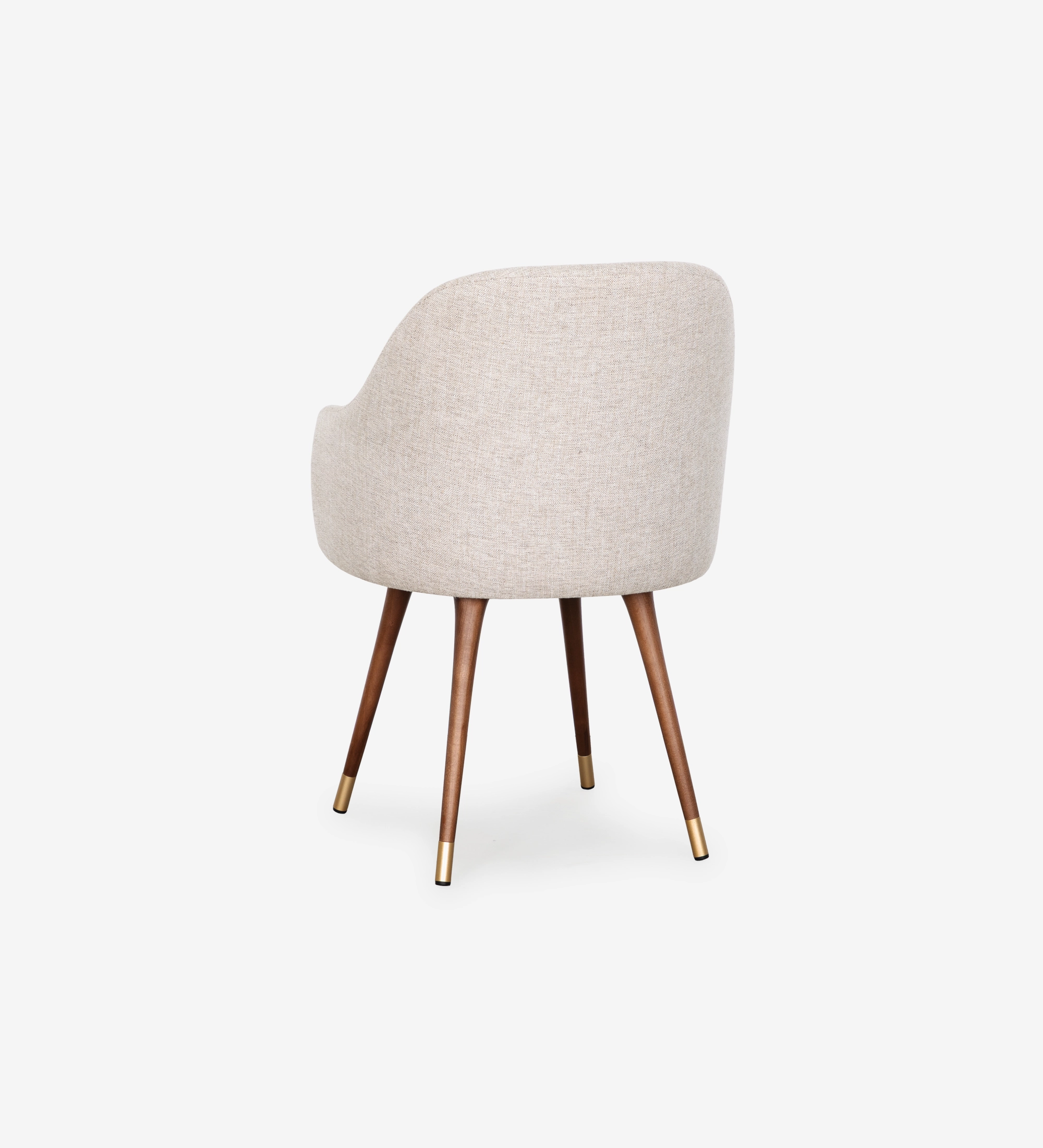 Silla Geneve tapizada beige con patas de madera y puntas doradas