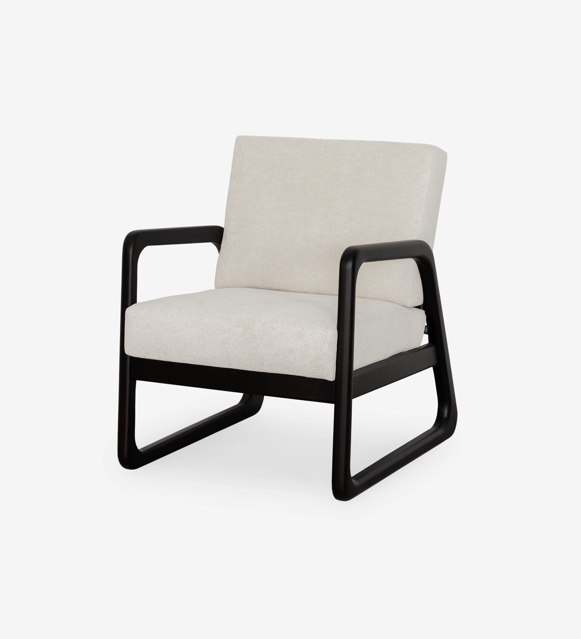 Fauteuil Antarte by IA en tissu beige et structure en bois noir