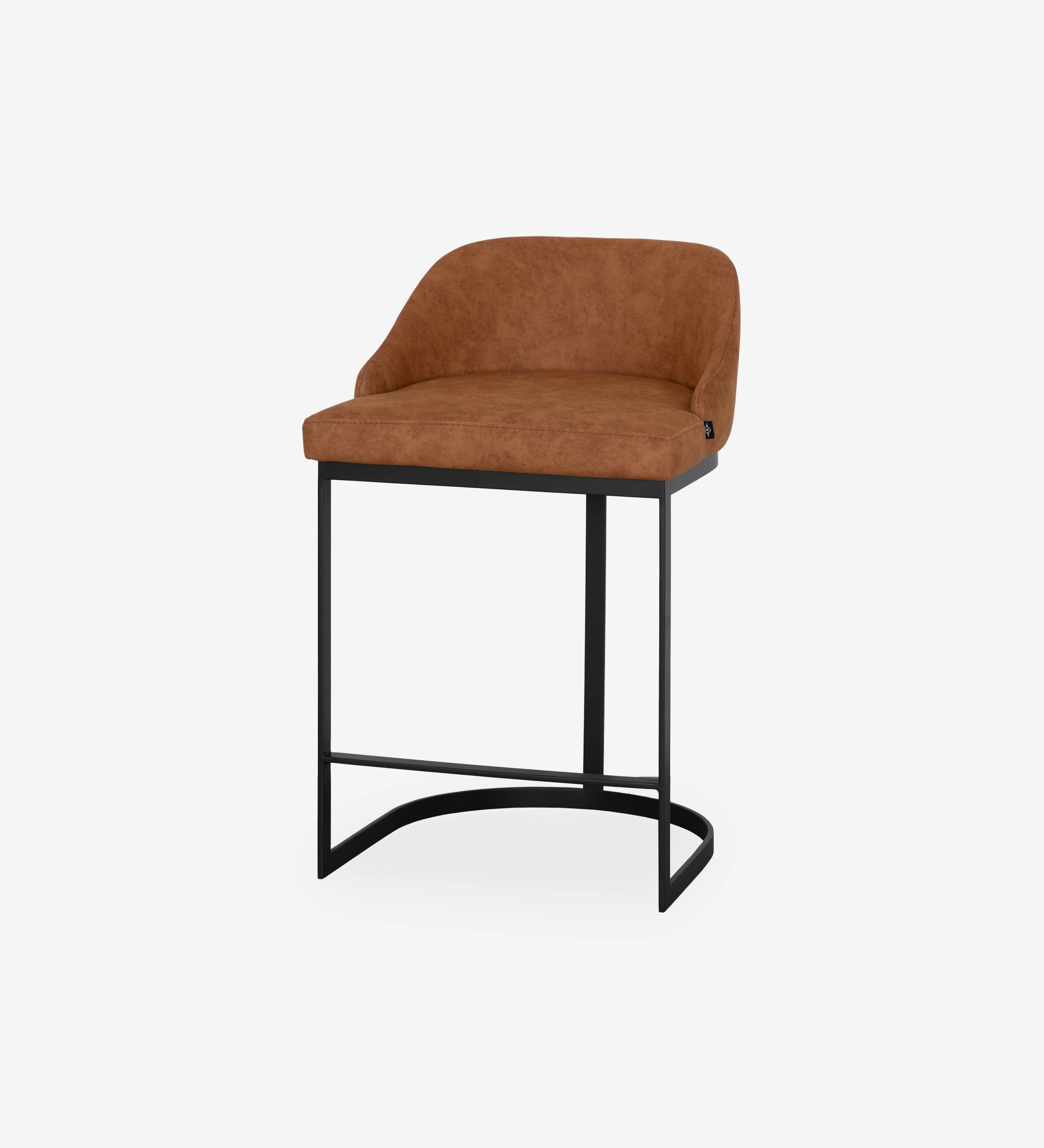 Tabouret Mónaco en velours marron avec piétement métal noir