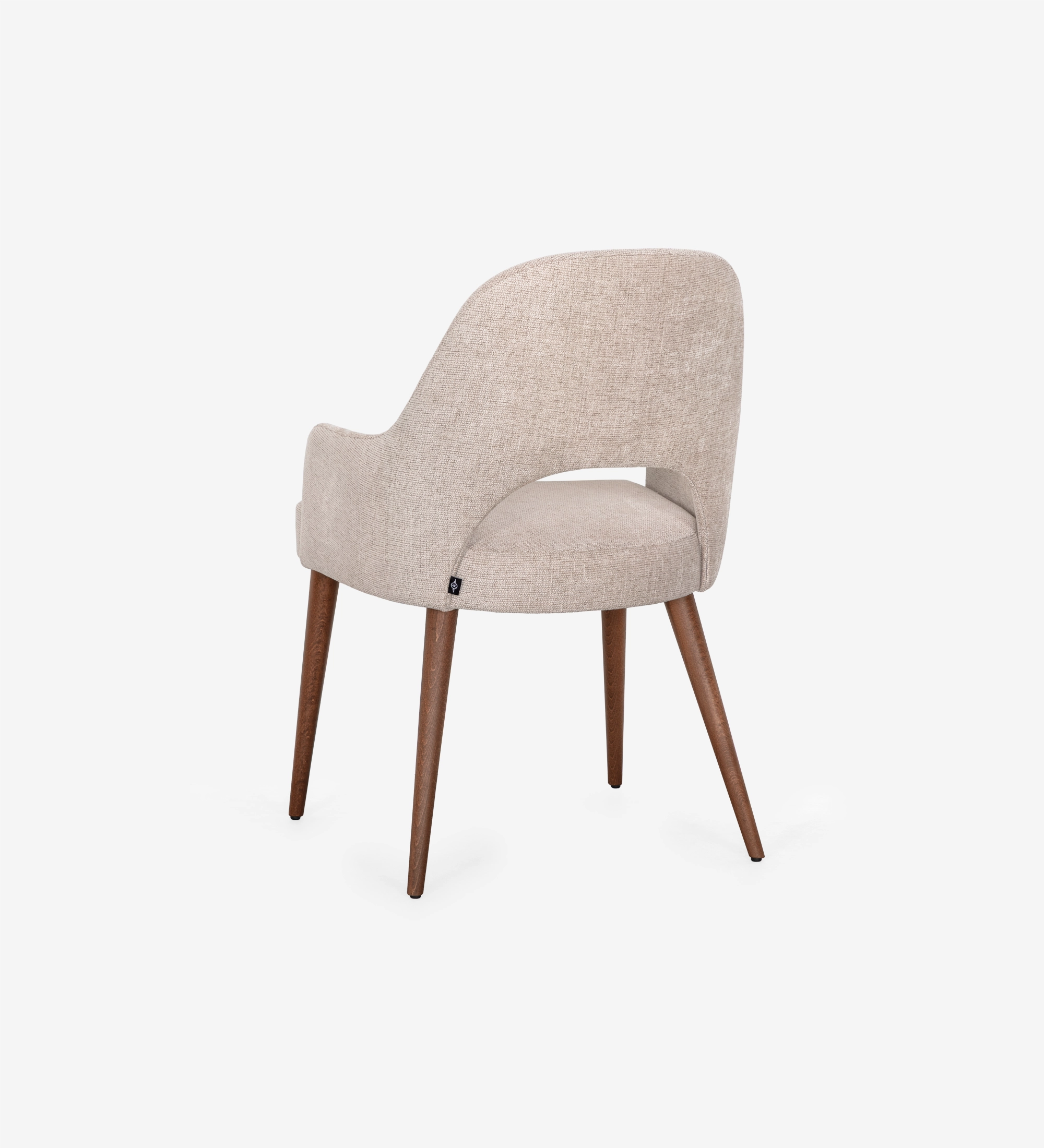 Chaise Paris beige en tissu, dossier incurvé et pieds en bois