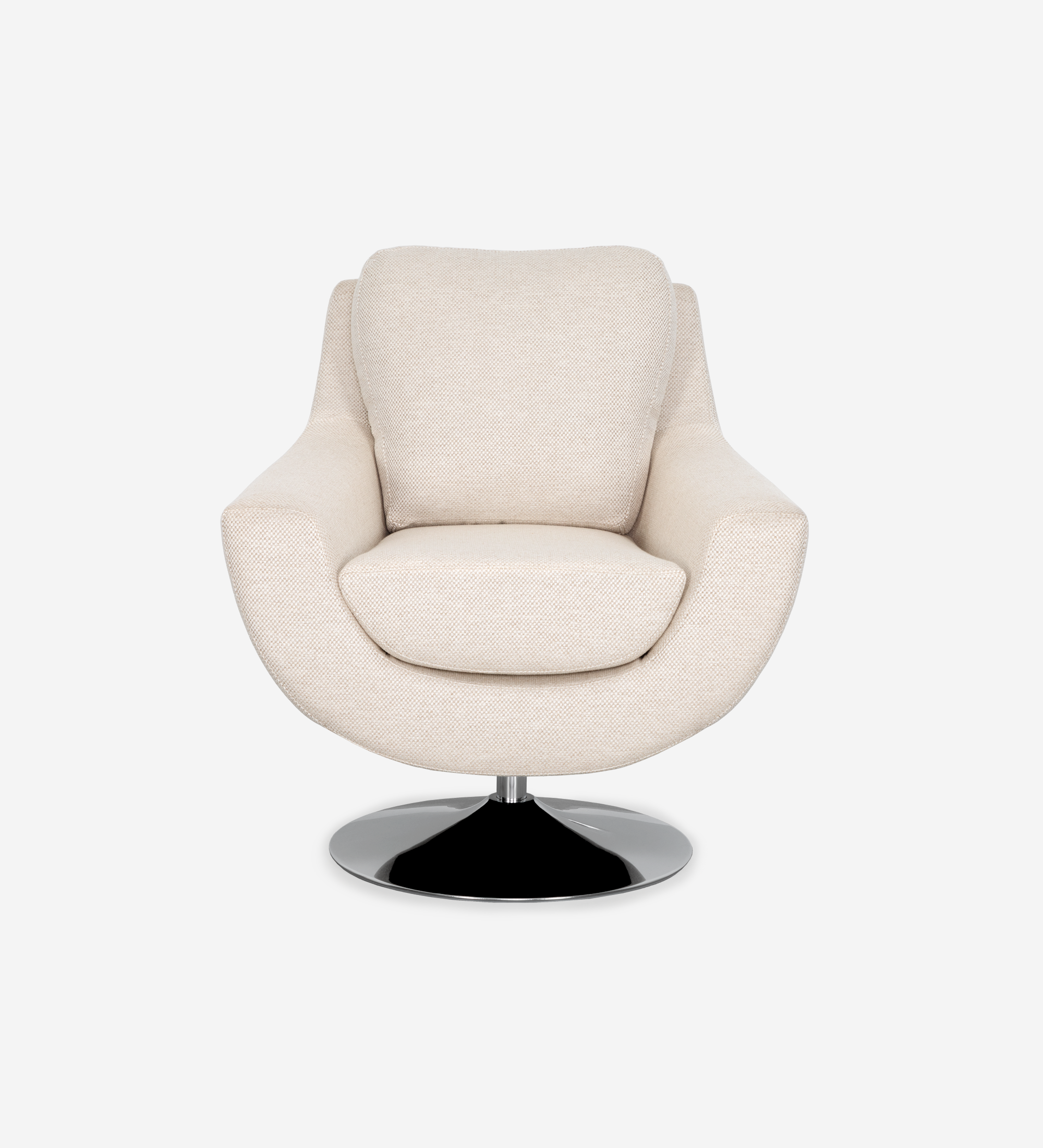 Fauteuil Paris beige crème rembourré sur socle pivotant chromé