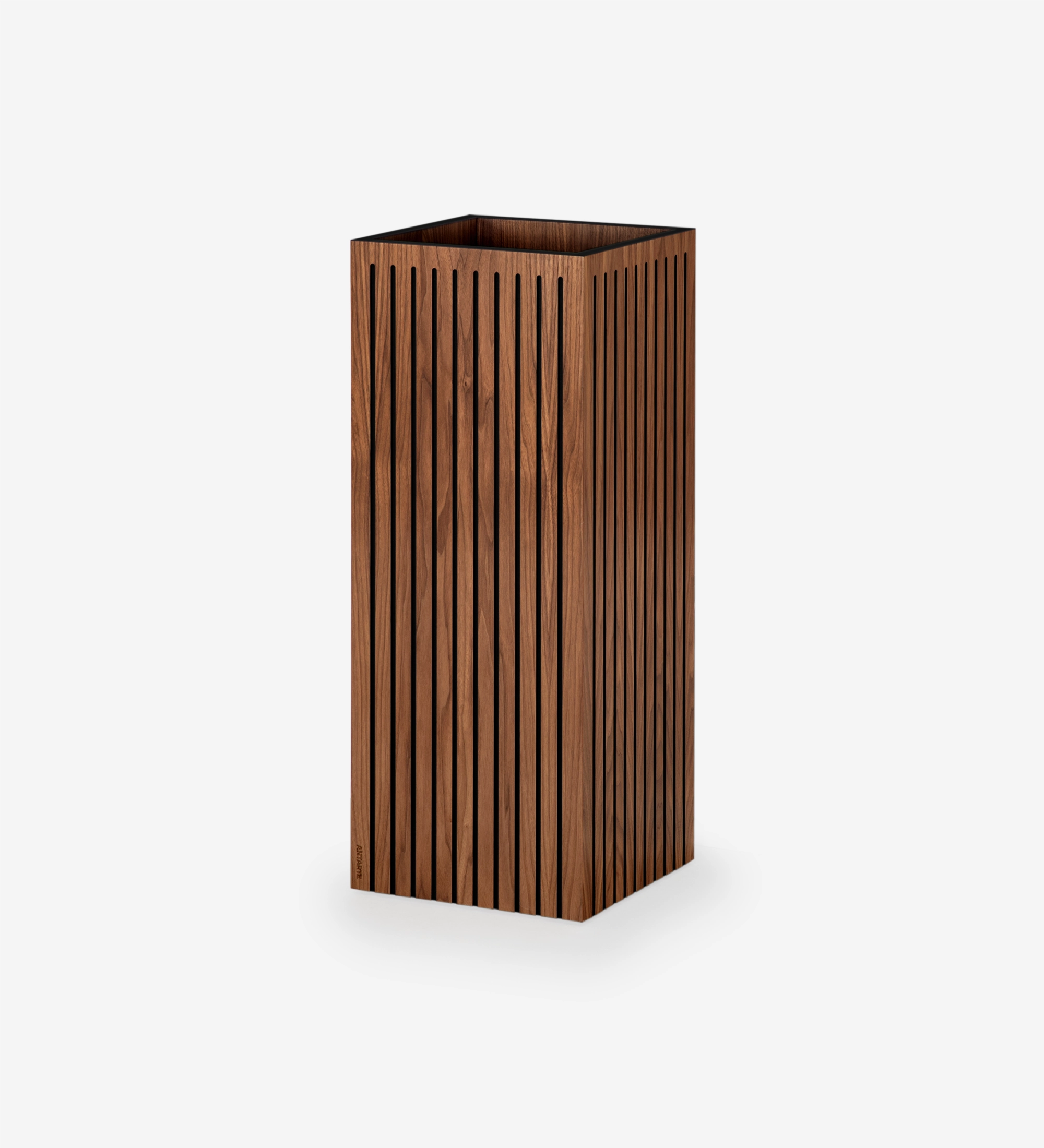 Flower box with friezes, in natural walnut