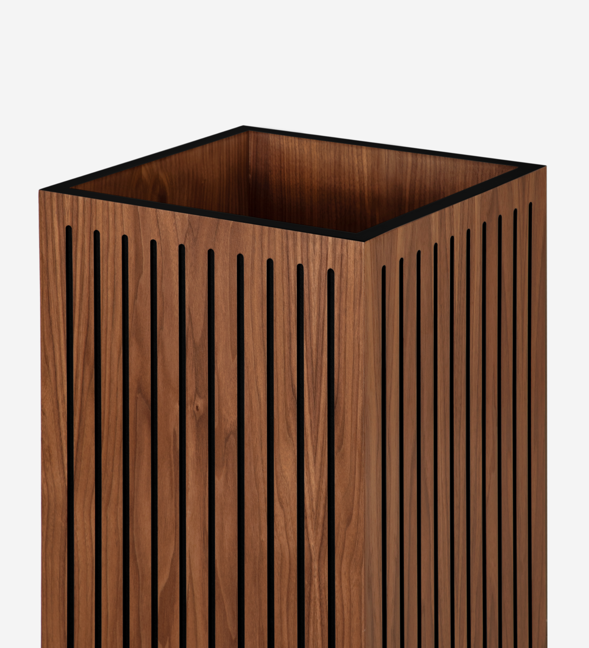 Flower box with friezes, in natural walnut