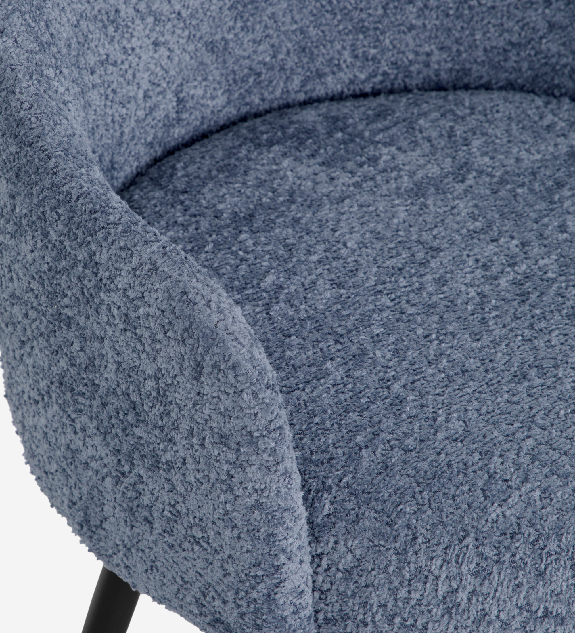 Silla giratoria tapizada en tejido azul con pies lacados en negro 