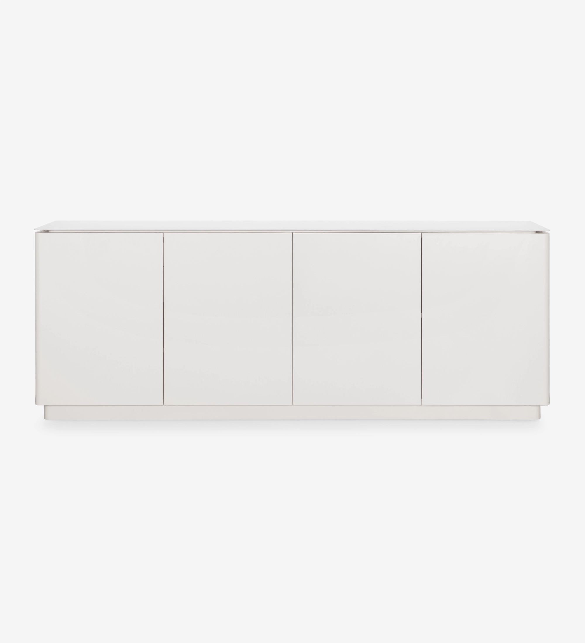 Sideboard with 4 doors and pearl lacquered structure, Calacatta marble ceramic top and cutlery drawer.