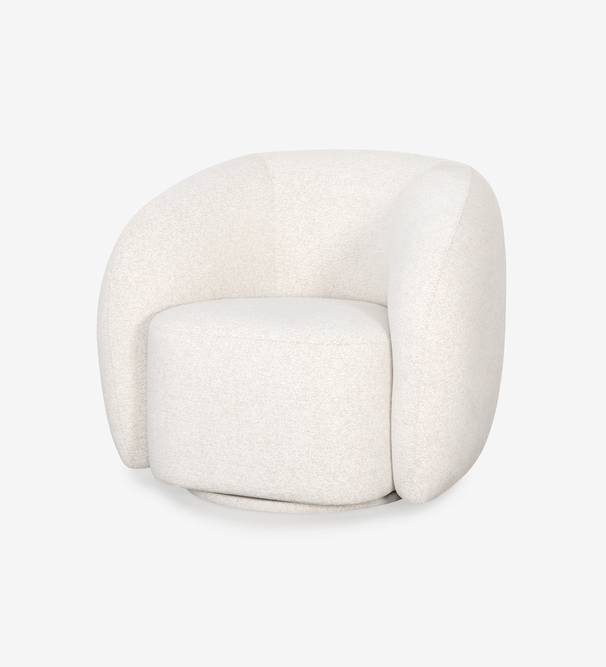 Fauteuil Monaco ivoire en tissu bouclé, design arrondi à assise circulaire