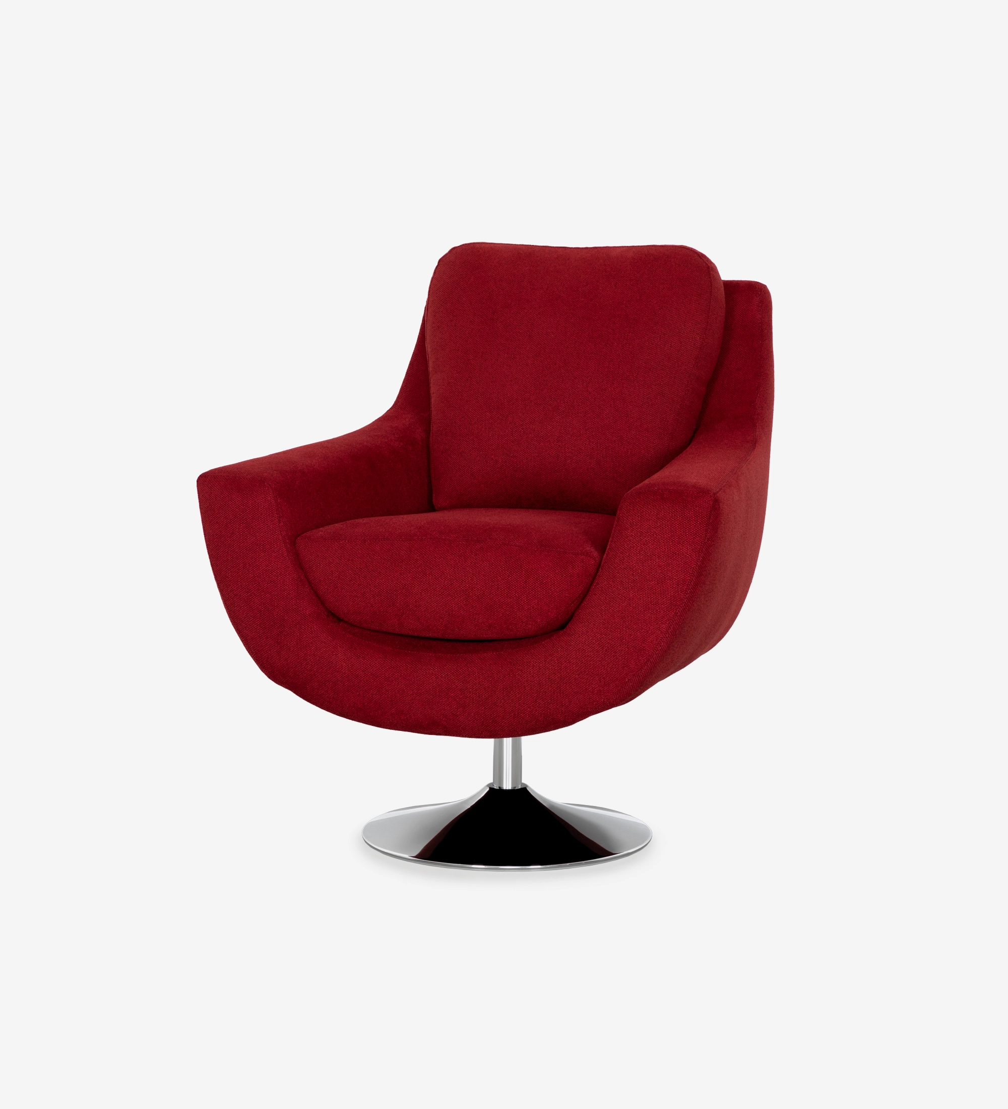 Fauteuil Paris rouge pivotant en tissu avec base chromée