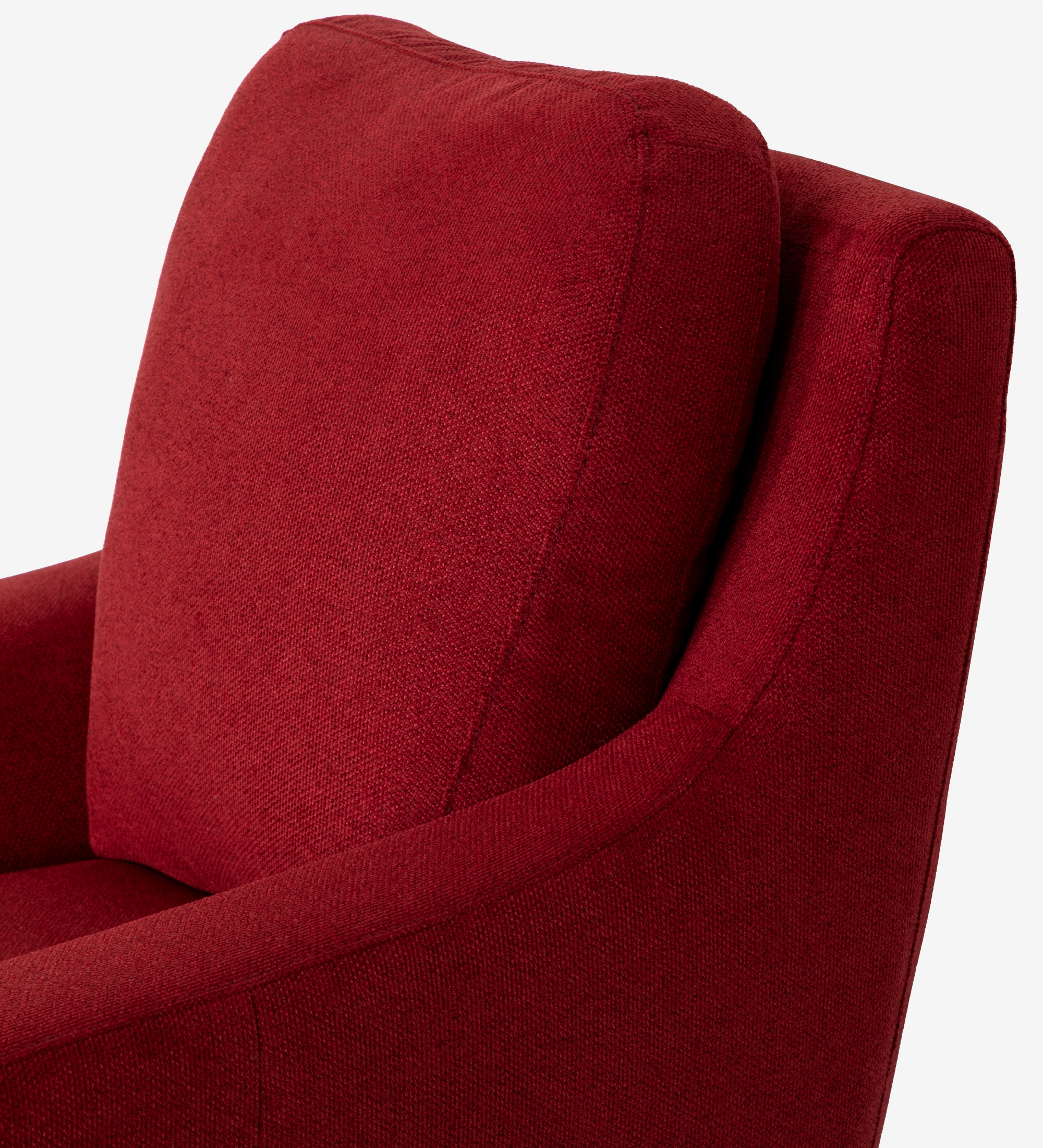 Fauteuil Paris rouge en tissu, dossier et accoudoirs arrondis