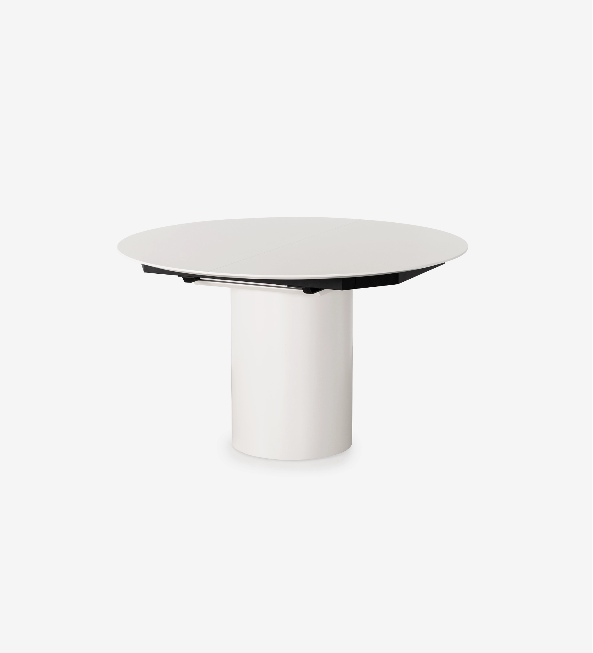 Table de repas extensible Geneve ronde blanche sur piédestal cylindrique
