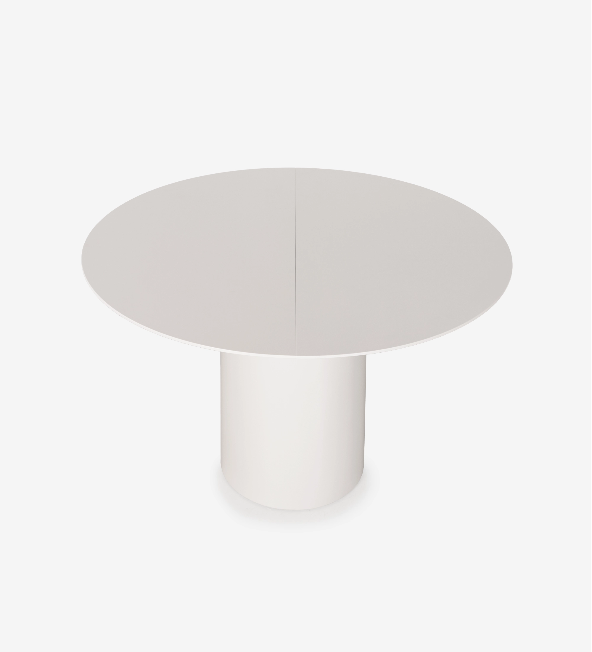 Table ronde extensible blanche Geneve avec piètement cylindrique central