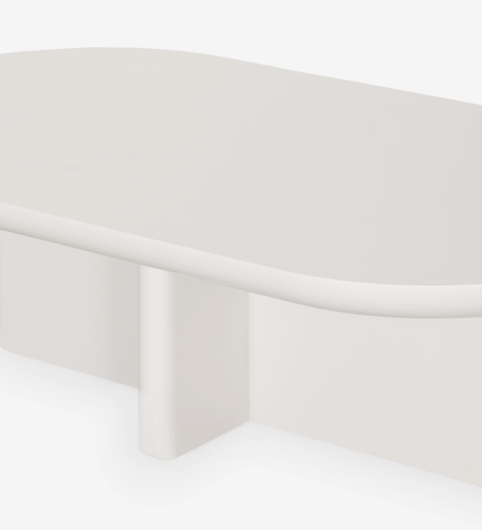 Table Basse Mónaco blanche à plateau arrondi et pied central cylindrique