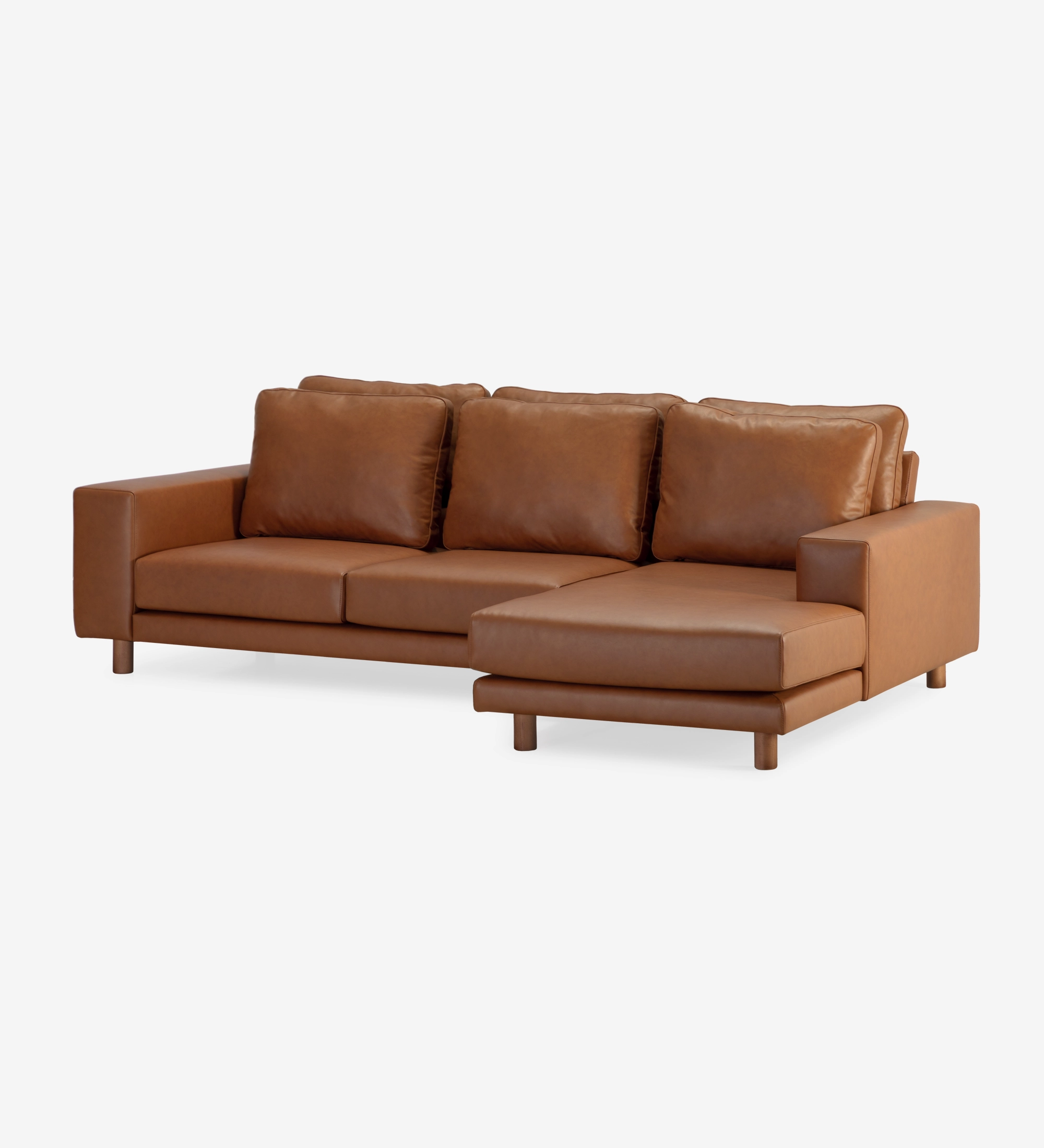 Dallas Sofa with Chaise Longue in brown leather, right-facing chaise
