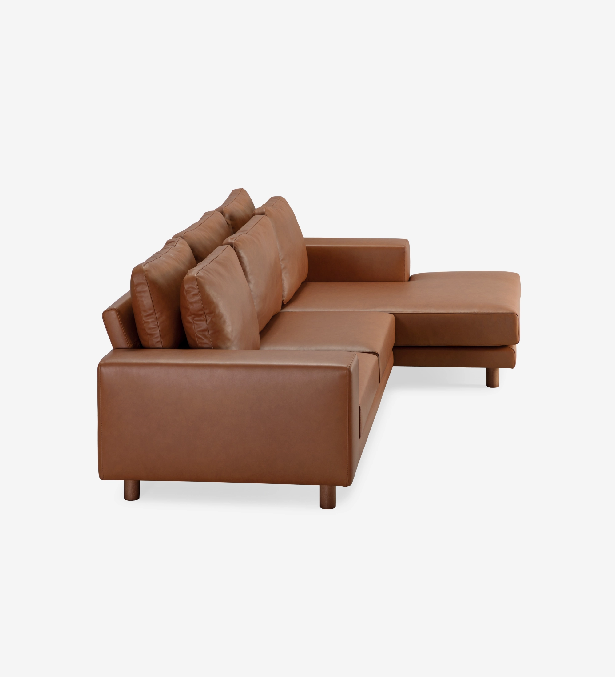 Dallas Sofa with Chaise Longue brown leather sofa with right chaise and three back cushions