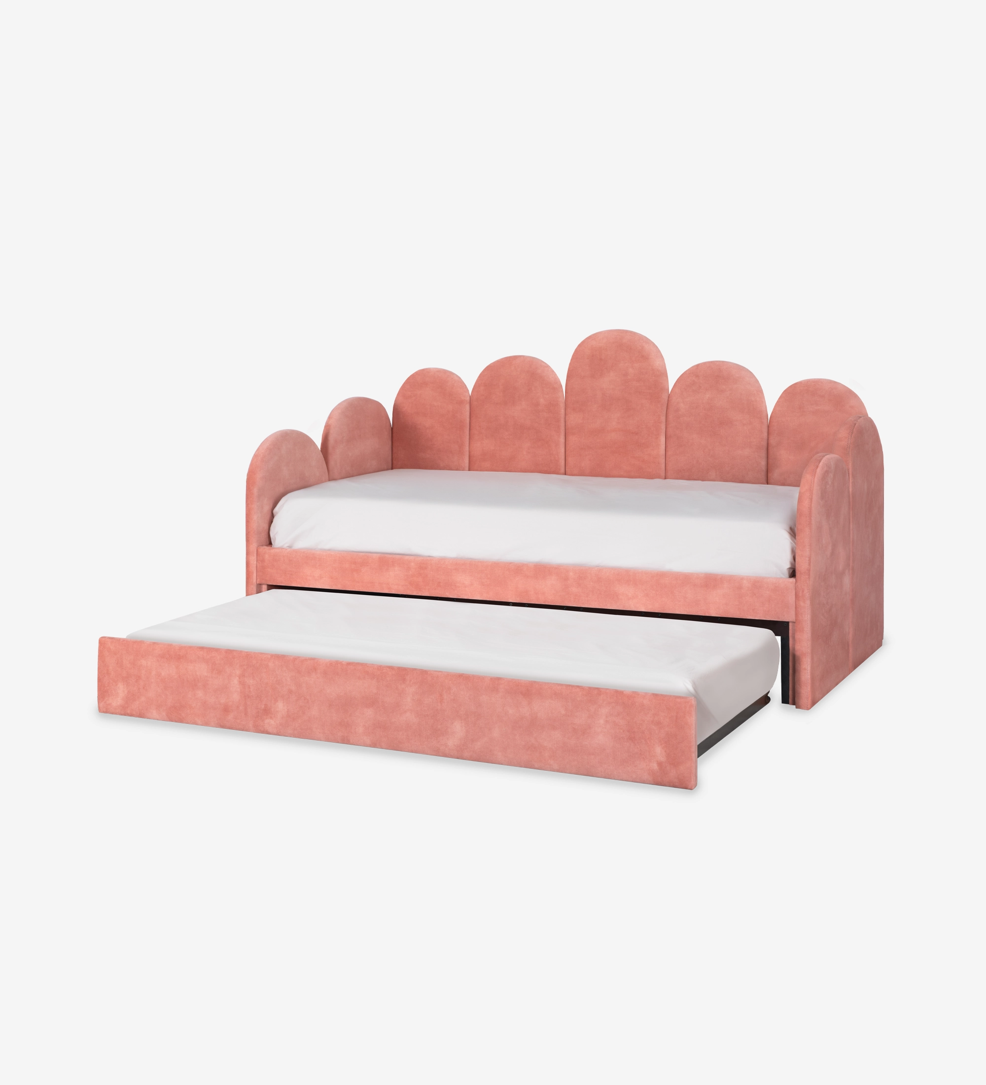 Monaco Divan Bed pink velvet daybed with pull-out trundle