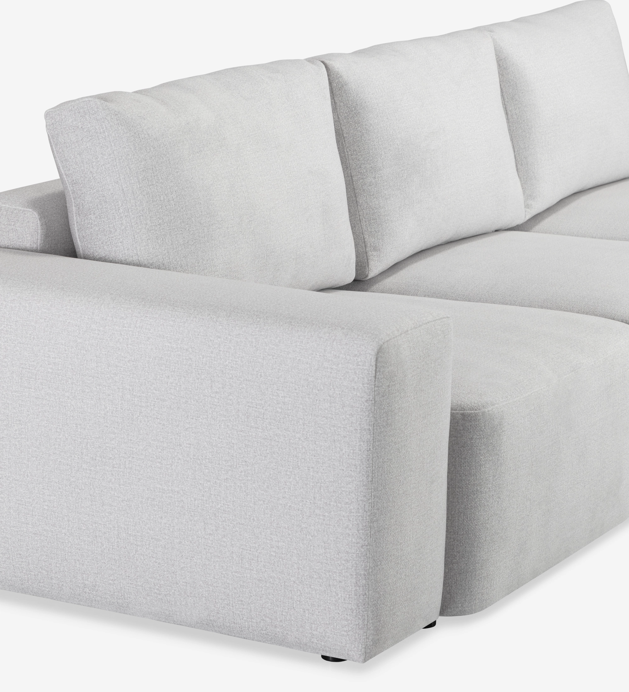 Paris Sofa with chaise longue in light gray fabric, left-arm chaise