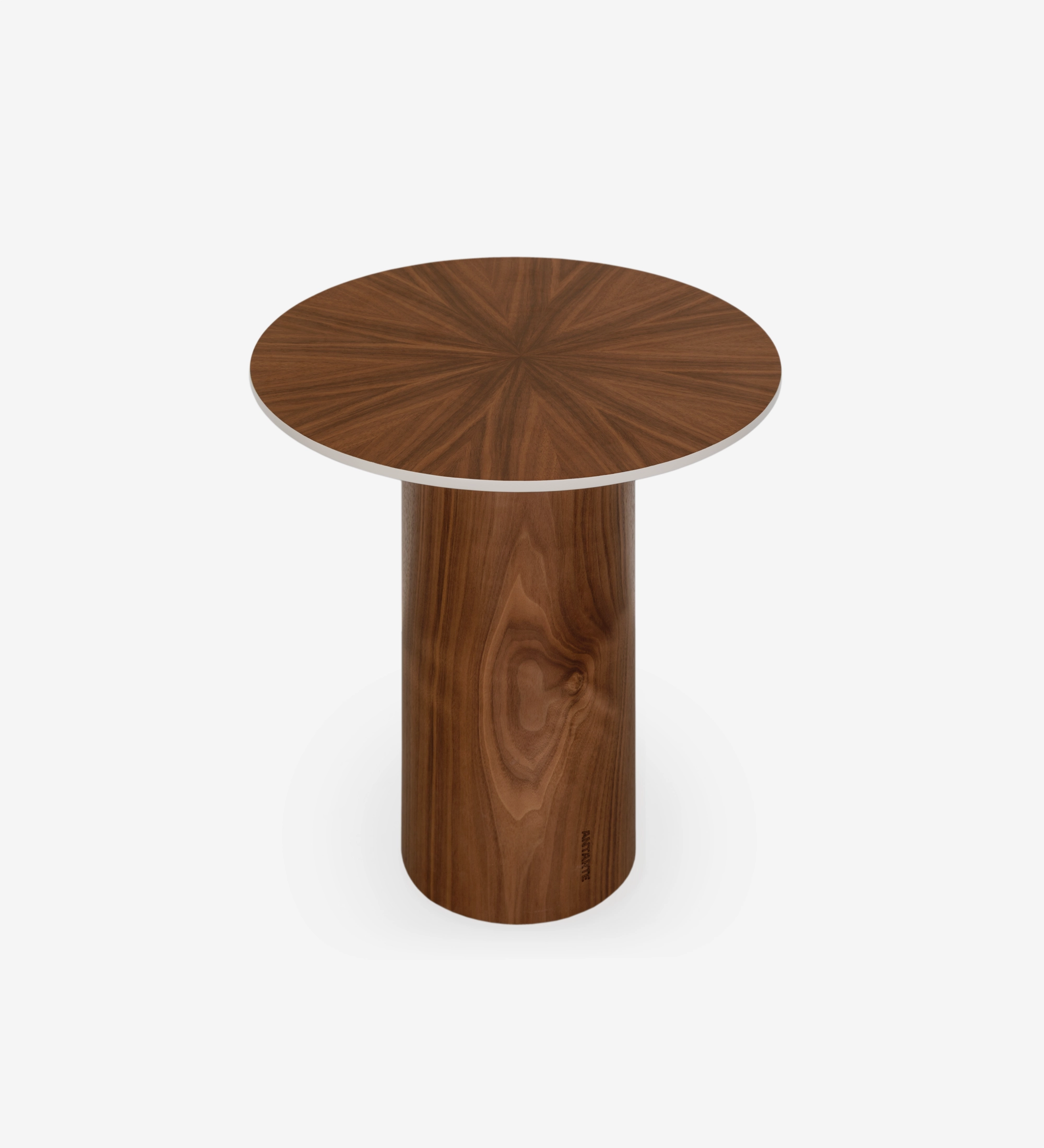 Table d'Appui Paris ronde en noyer avec piétement cylindrique