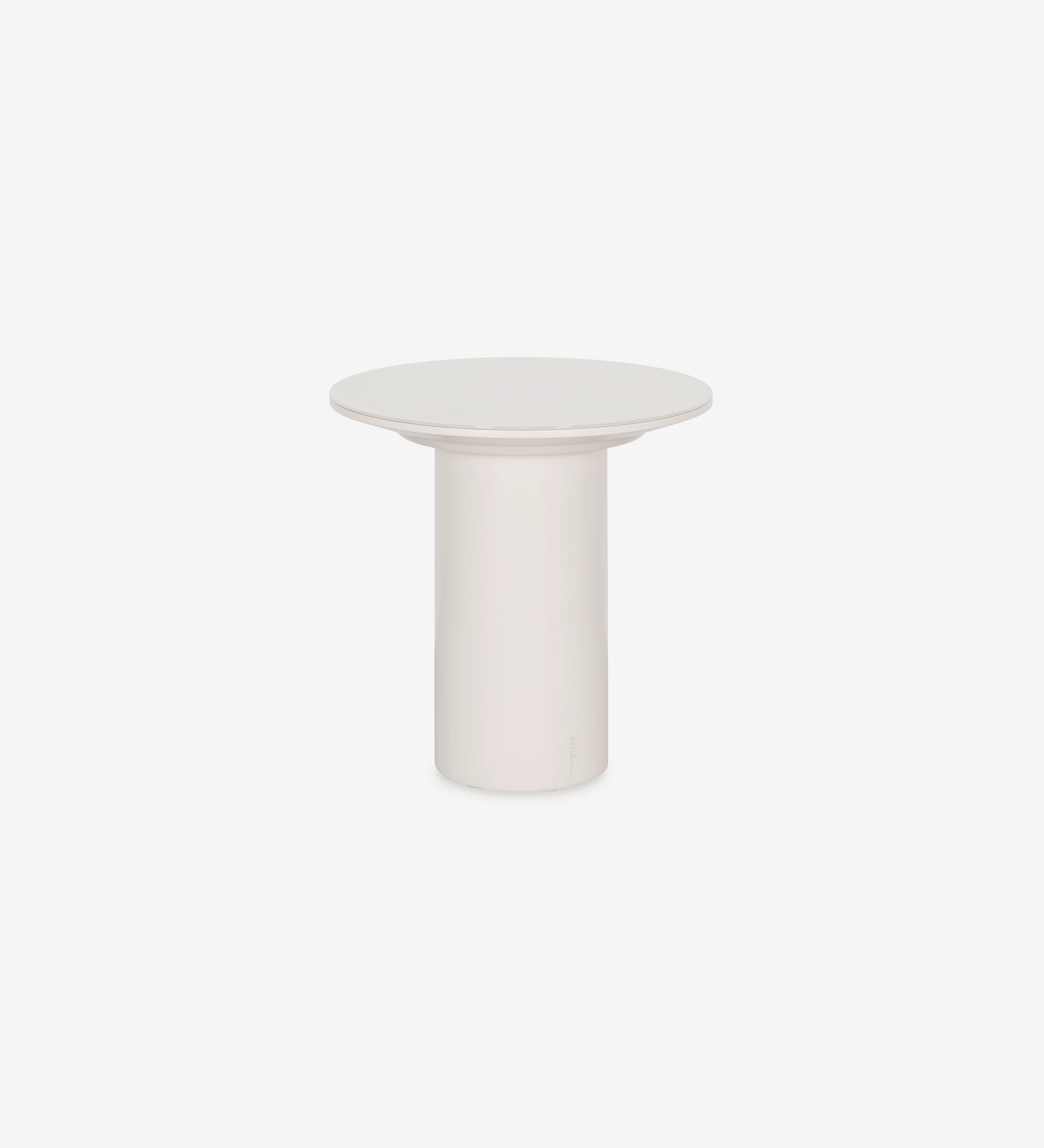 Paris Side Table with round top and cylindrical pedestal base in white