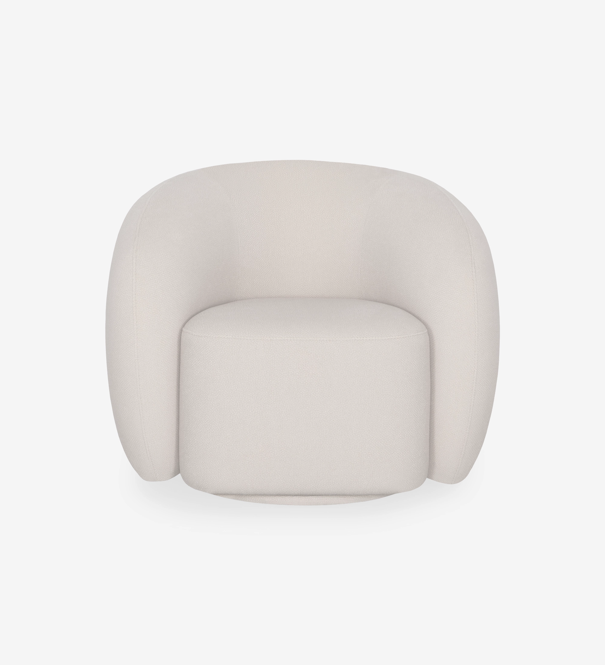 Poltrona Mónaco creme com forma arredondada e encosto envolvente