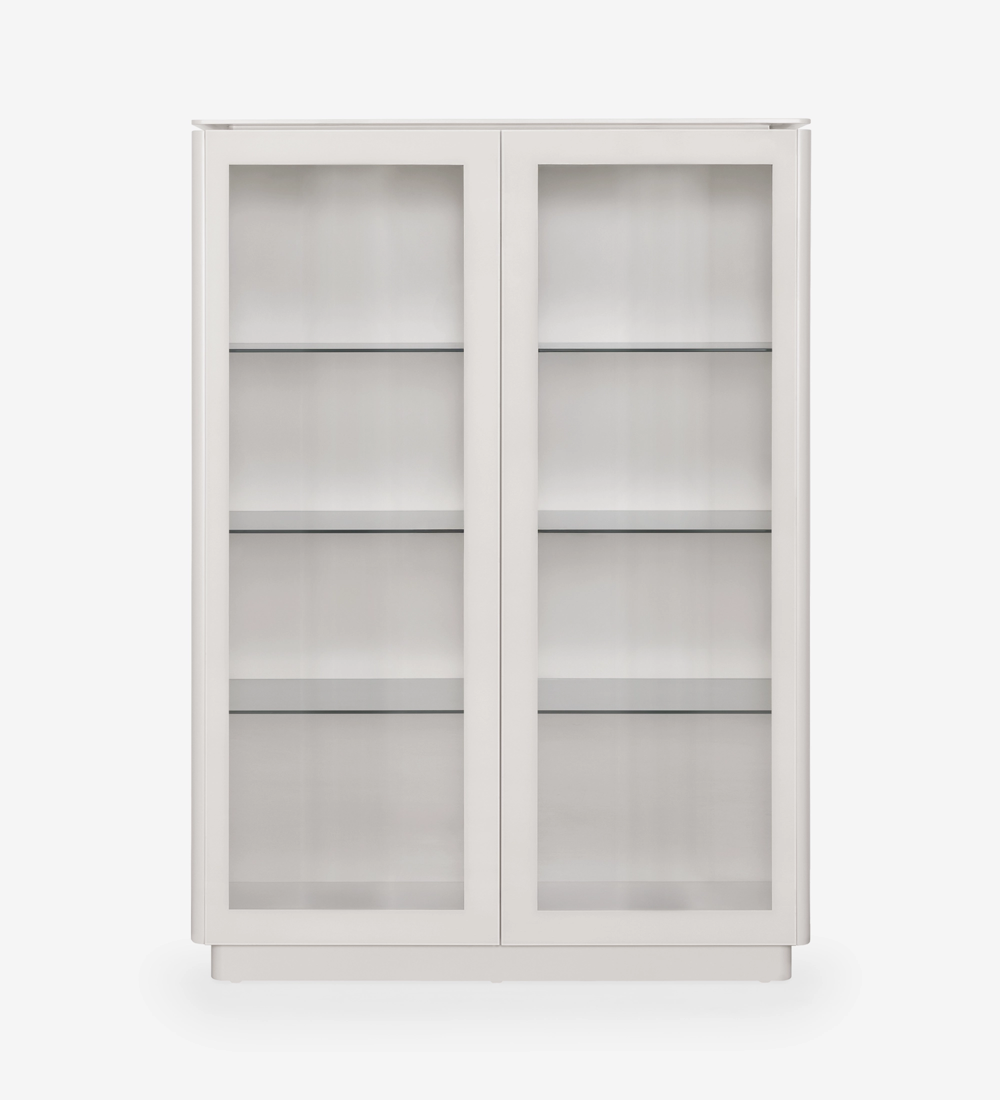 Meuble Vitrine Geneve blanc à deux portes vitrées avec quatre étagères intérieures