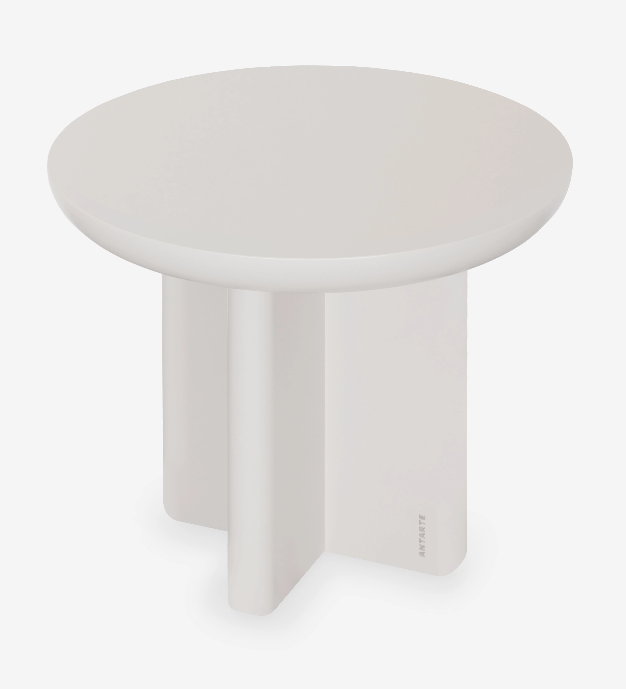 Table basse Mónaco ronde blanche à piètement croisé