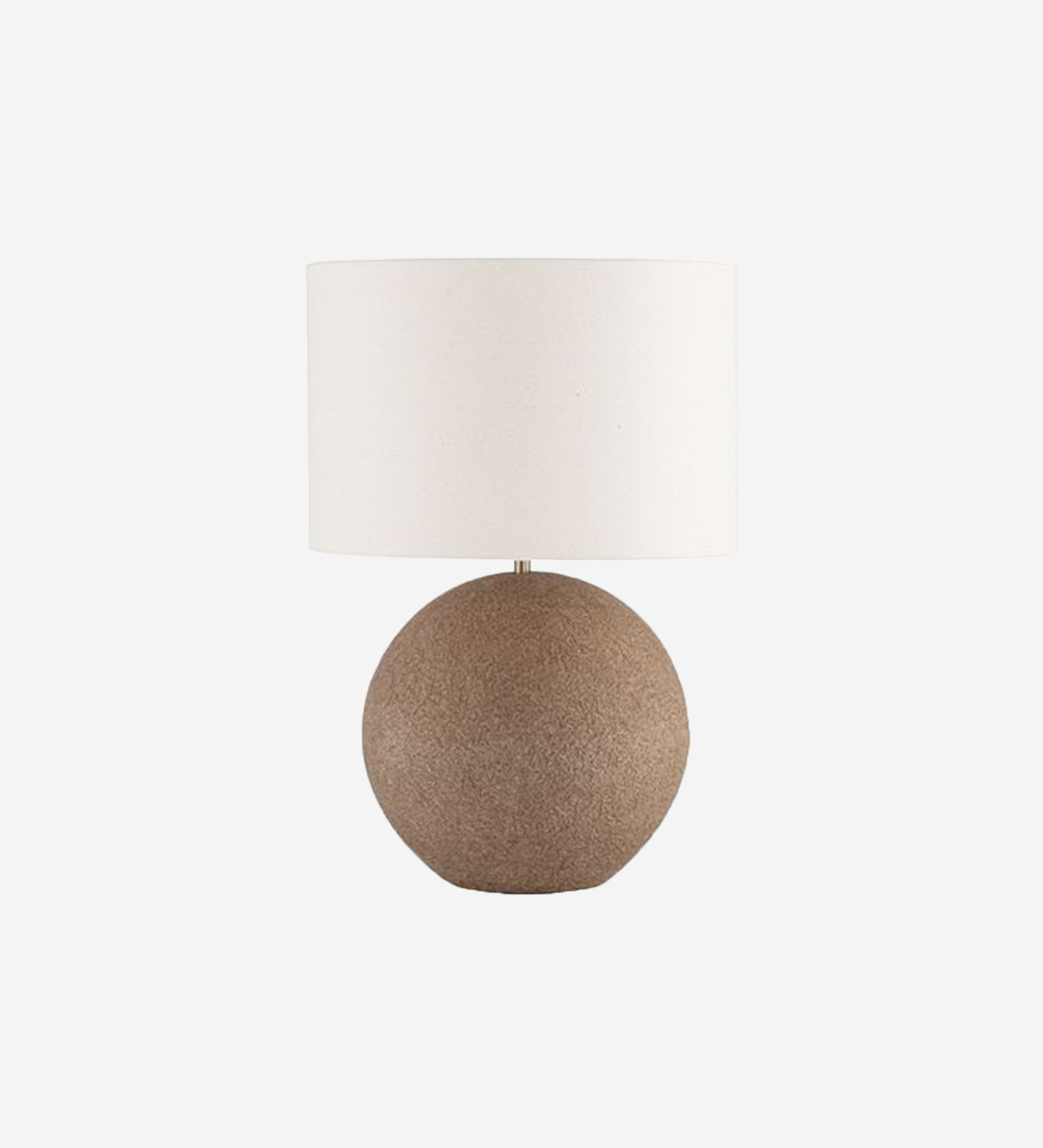 Lagos Table Lamp with round brown textured base and white shade