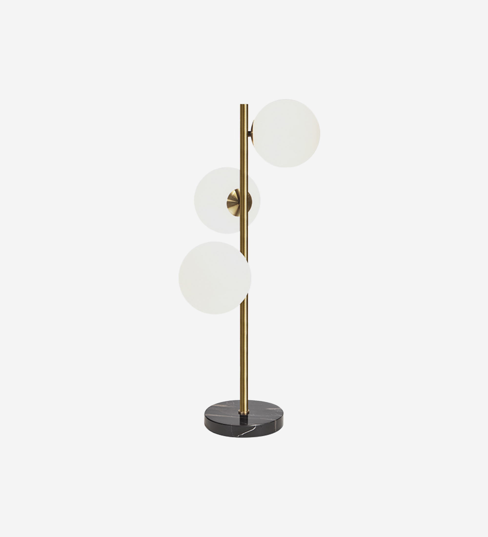 Corsega Table Lamp with three frosted globes on brass stem and marble base