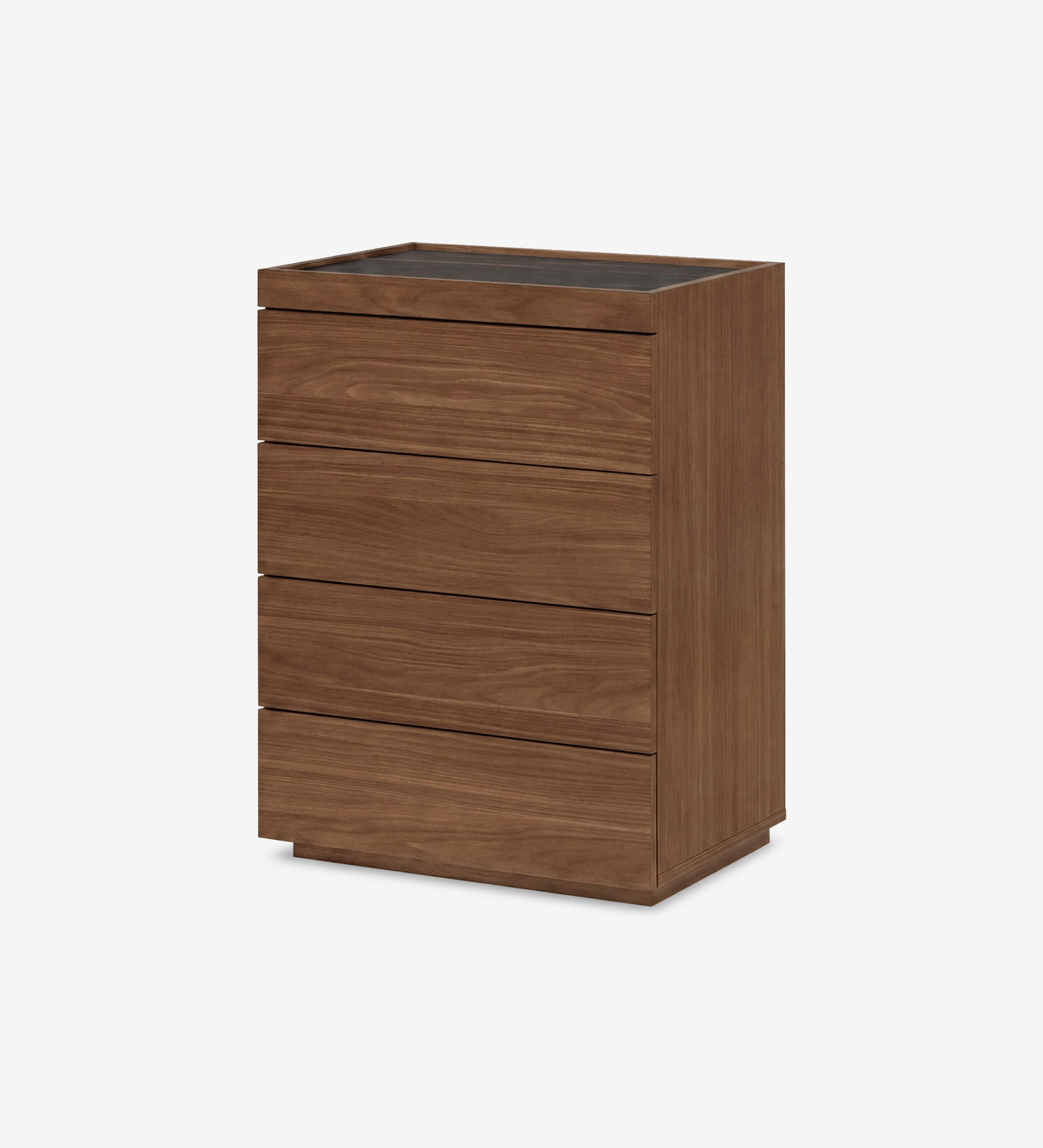 Camiseiro Lagos em nogueira com cinco gavetas e tampo preto