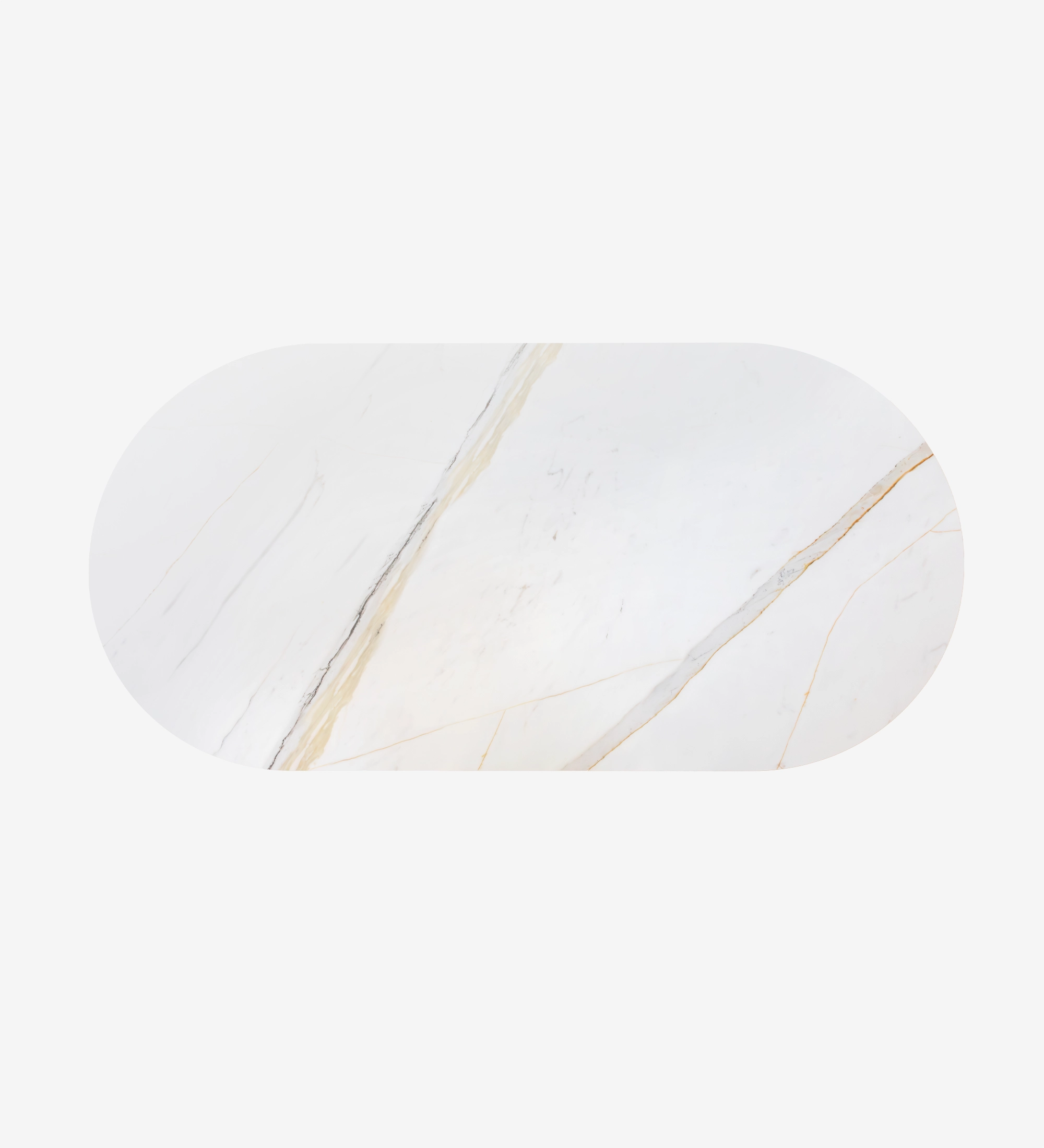 Mesa de Jantar Lagos oval em mármore branco com veios dourados