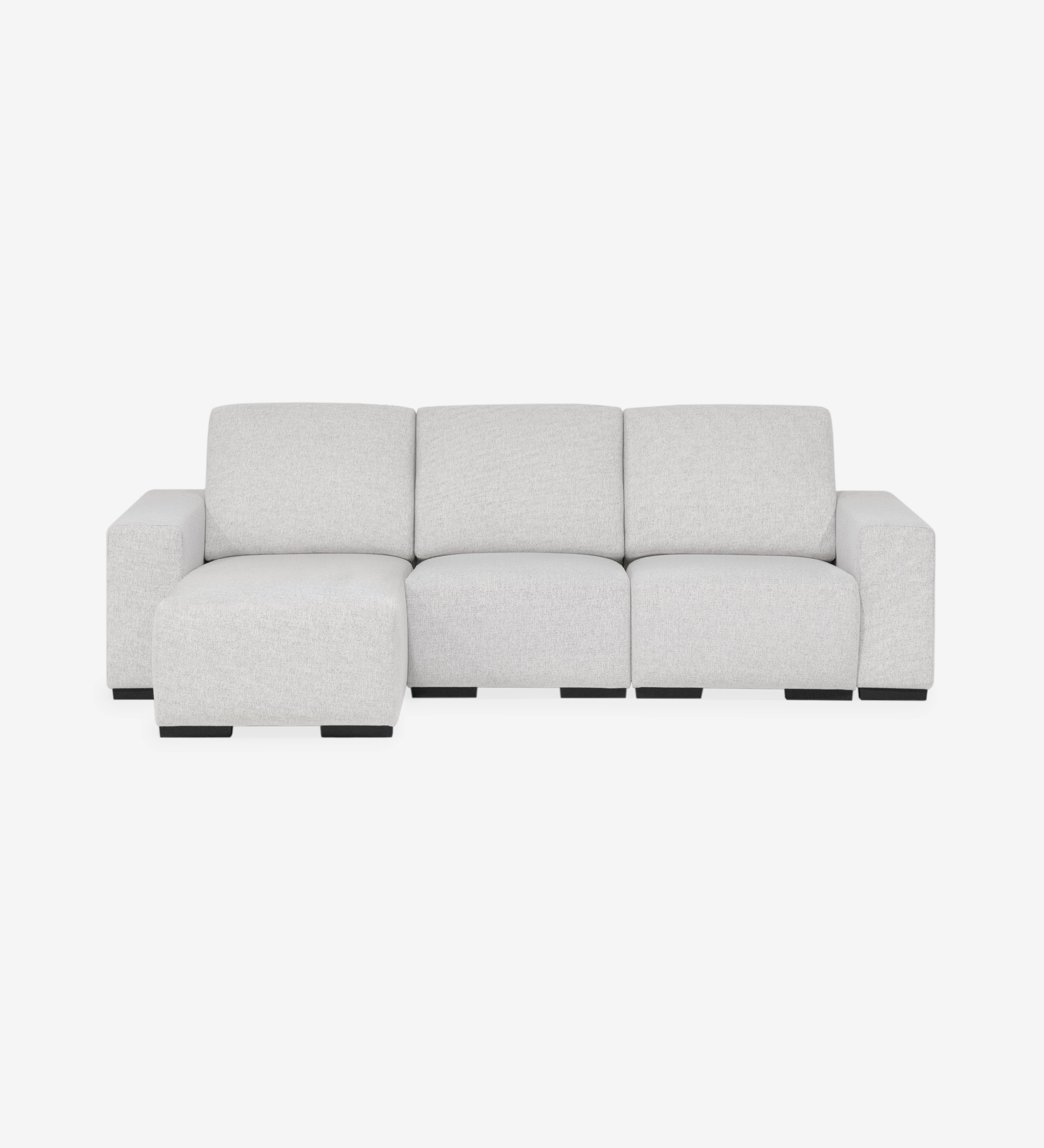 Lagos Sofa with Chaise Longue in light gray fabric with left-side chaise and low block arms