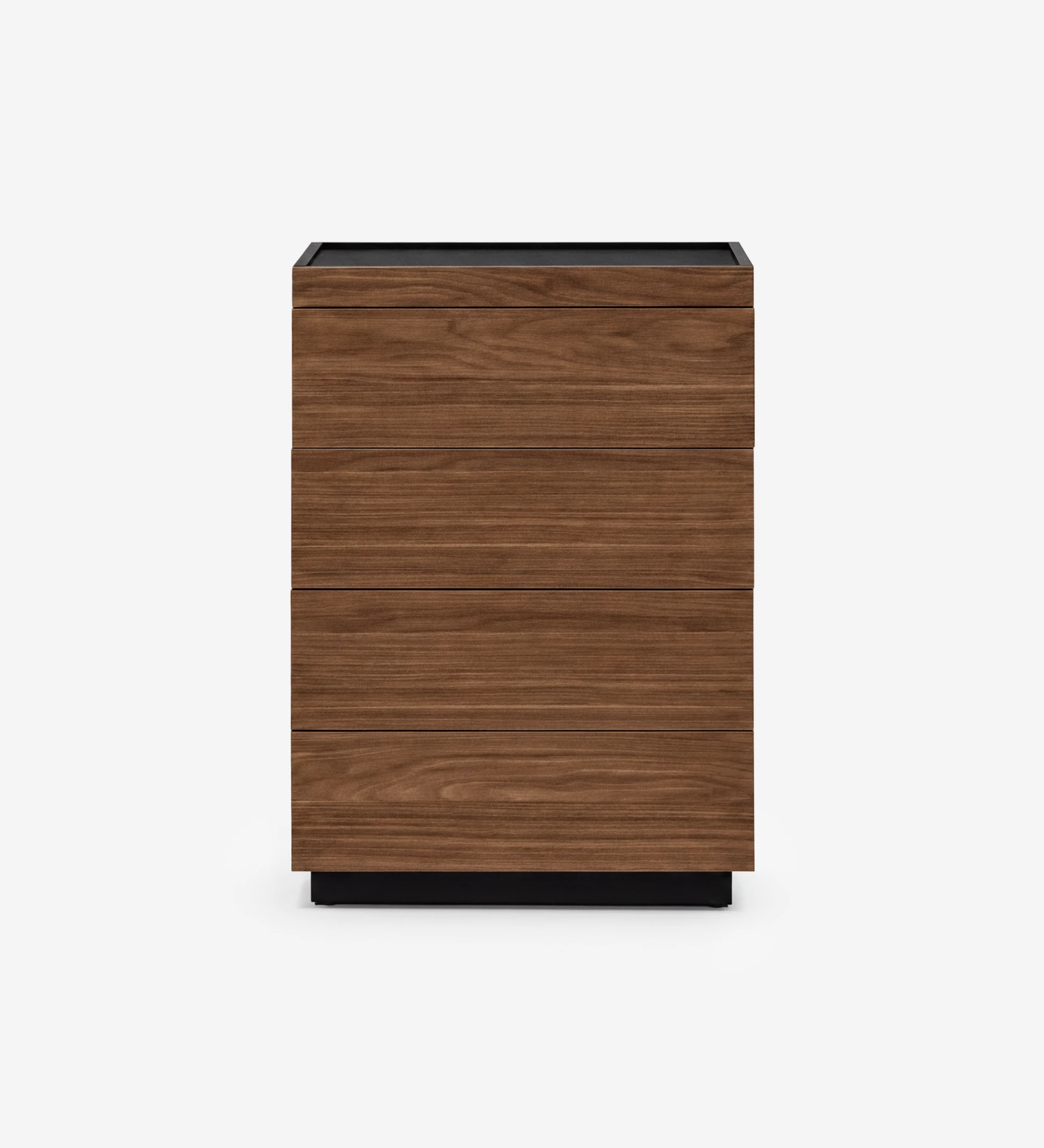 Lagos Dresser in walnut finish with handleless drawers and black base