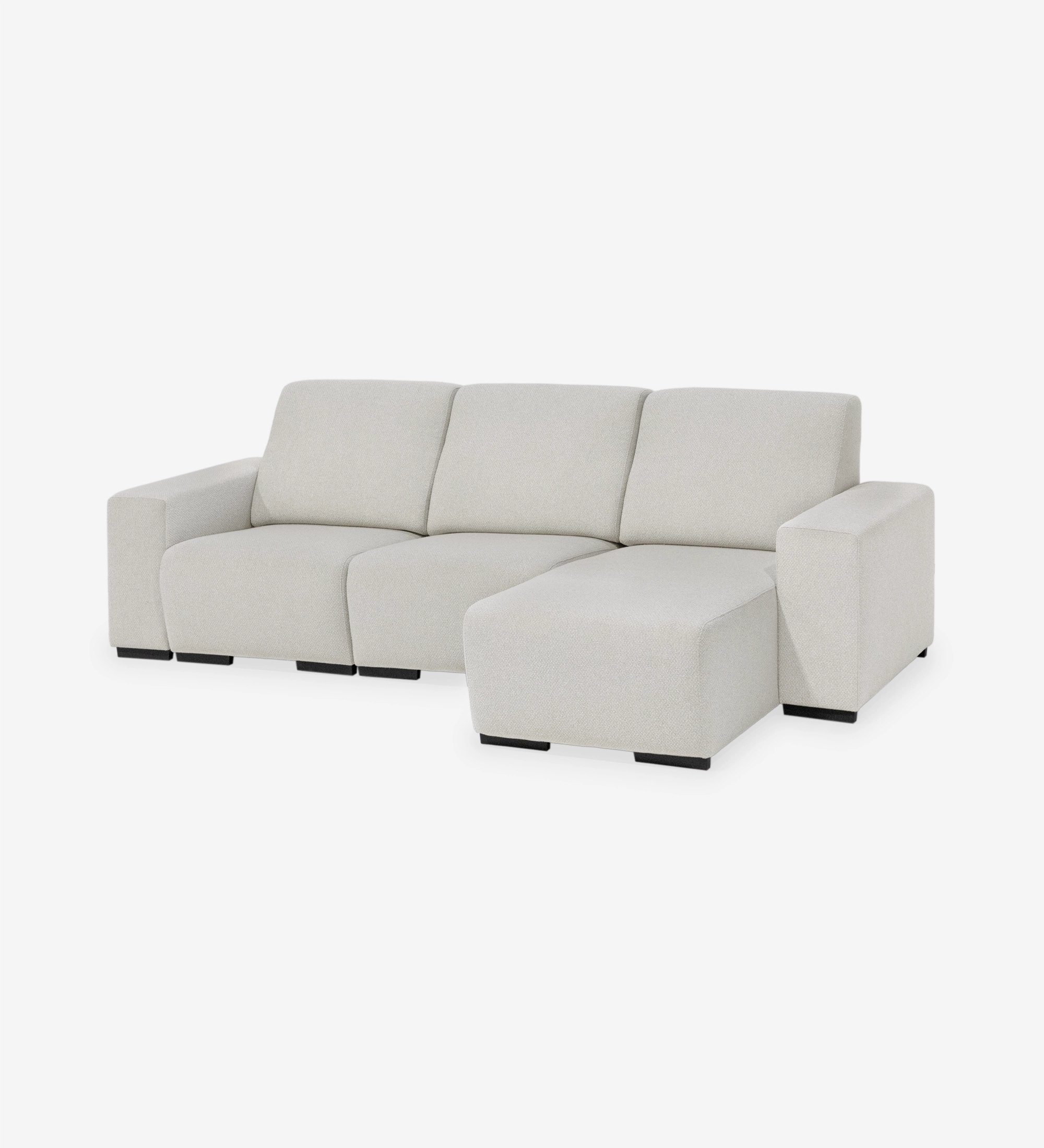 Lagos sofa with right chaise longue in light gray fabric