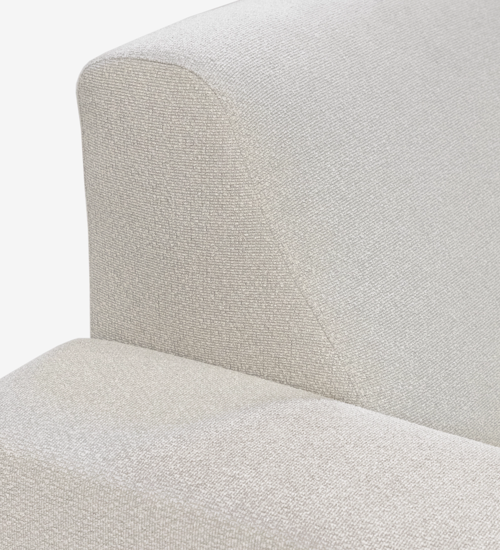 Lagos Sofa with Chaise Longue close-up of beige textured fabric arm and seat